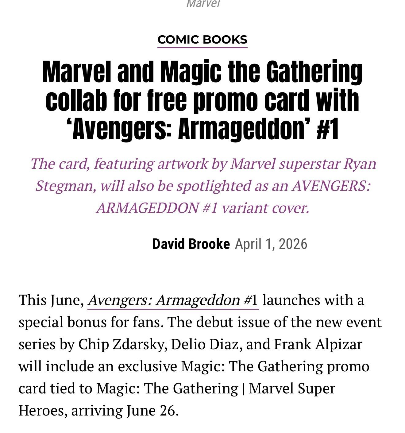 Is the Marvel MTG promo with Avengers Armageddon 1 real?