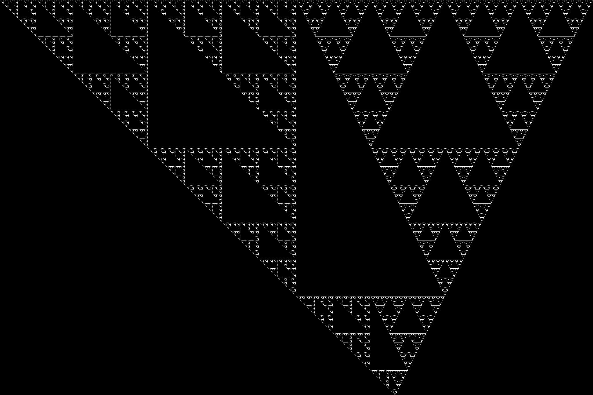 Sierpinski triangles in 2D cellular automaton