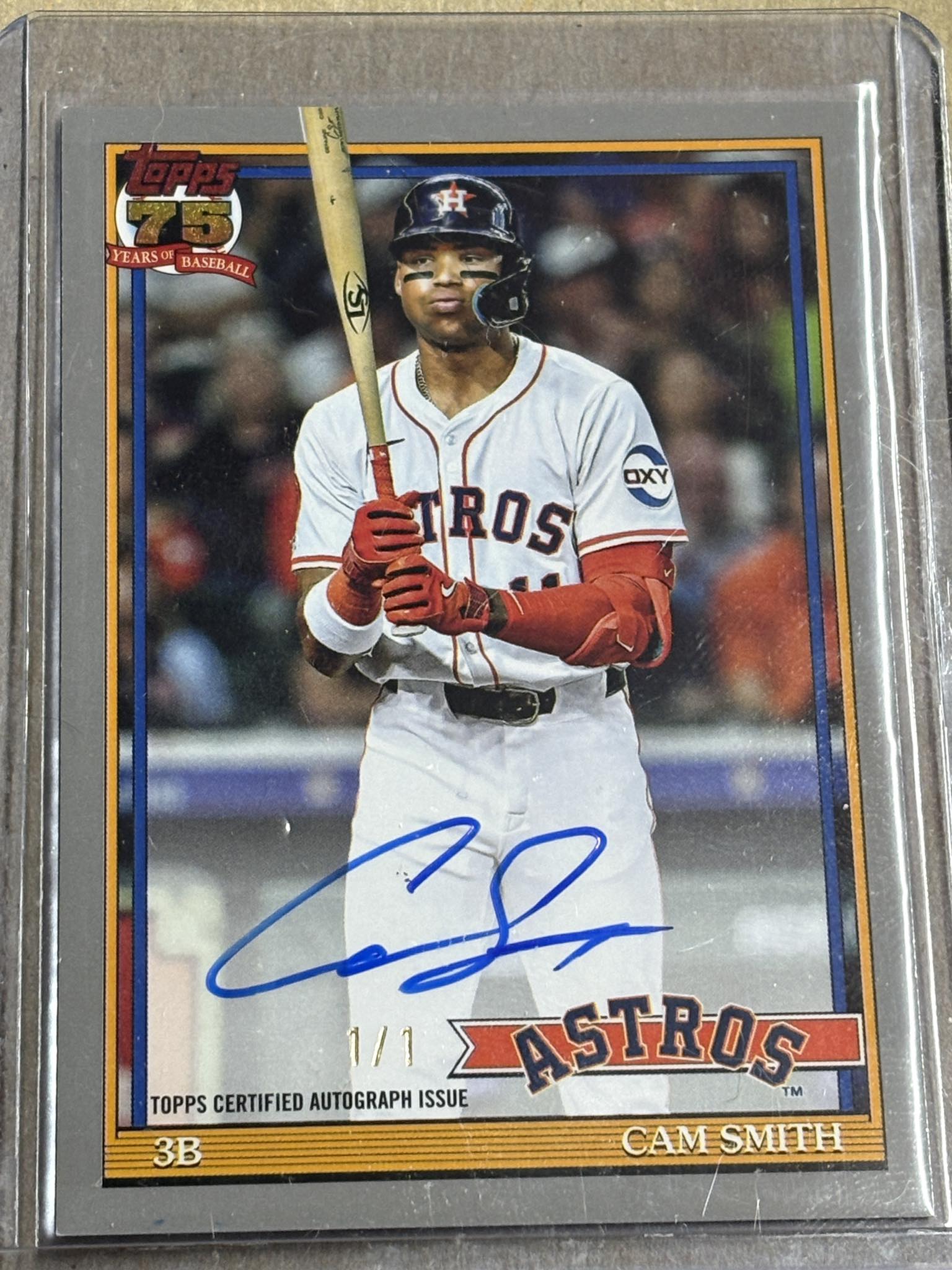Rare Cam Smith autograph card pulled from Topps hobby box