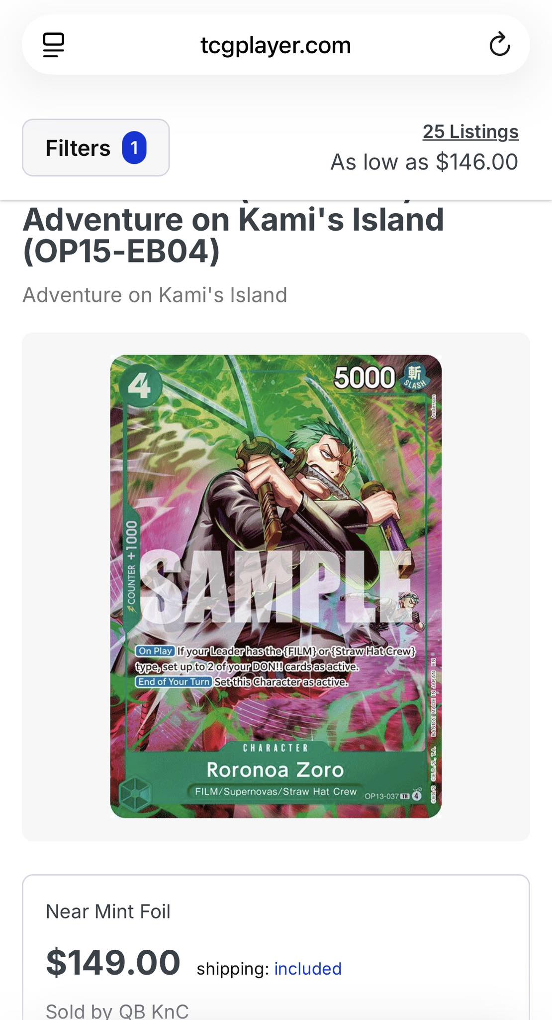 I have this french treasure rare zoro on ebay if anyone interested