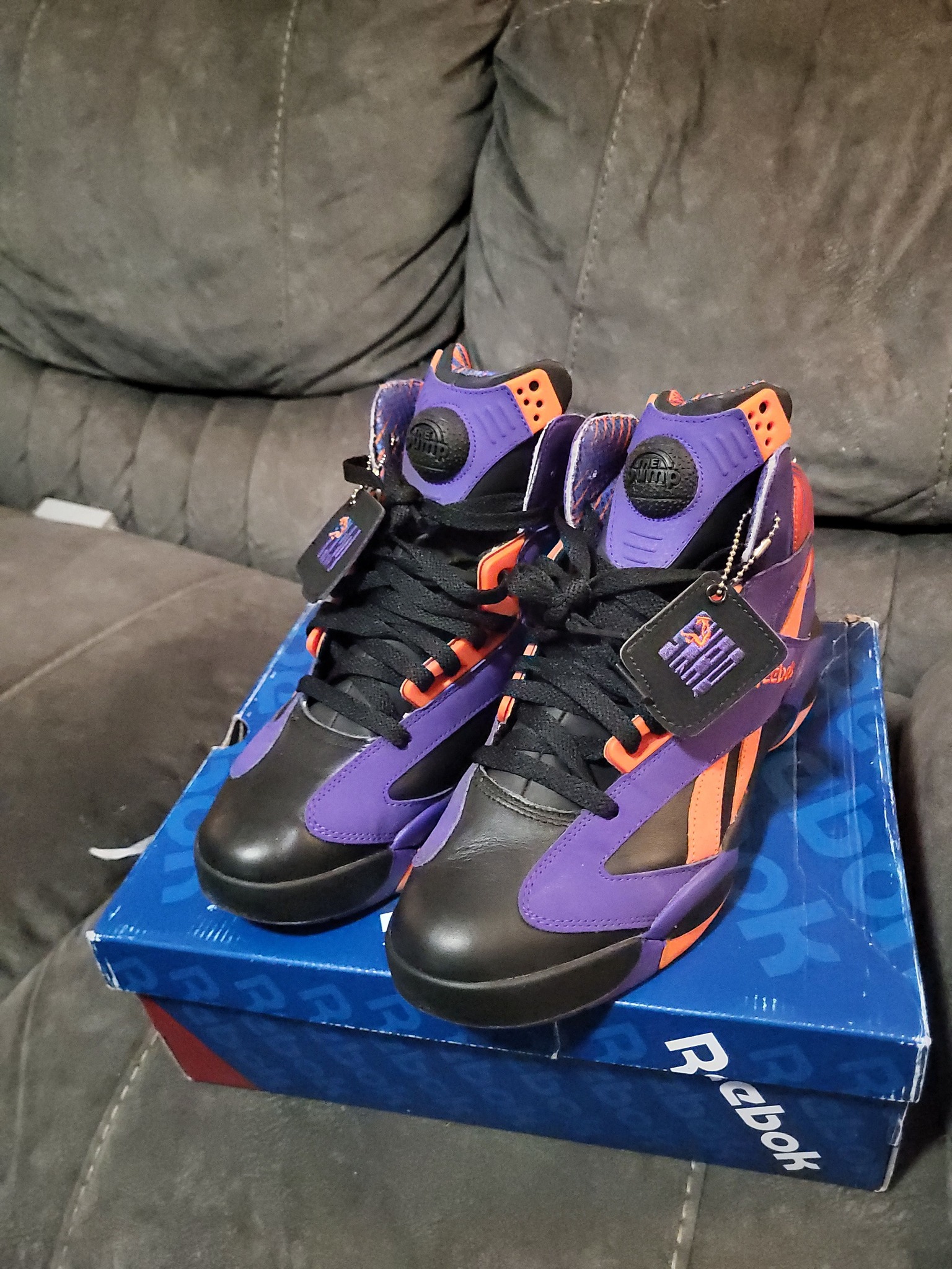 Reebok Pump 'Shaq Attaq' x Lakers purple-yellow colourway )