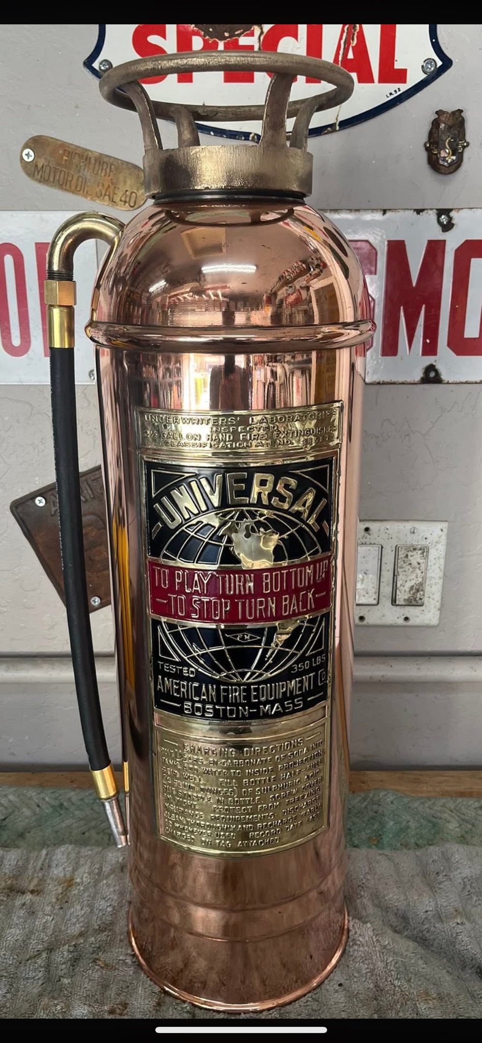 Recharge D'Extincteur En Verre Ancienne - Années 1940-1950 - Objet Vintage Français