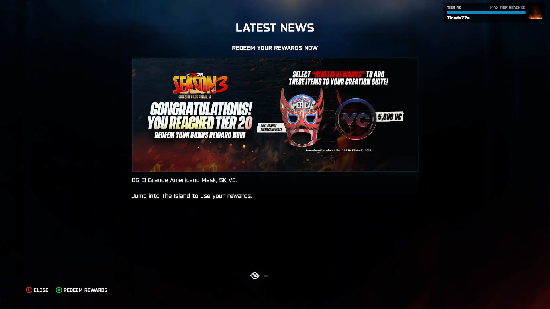 Make sure you claim your 5k vc and americano mask from the news on