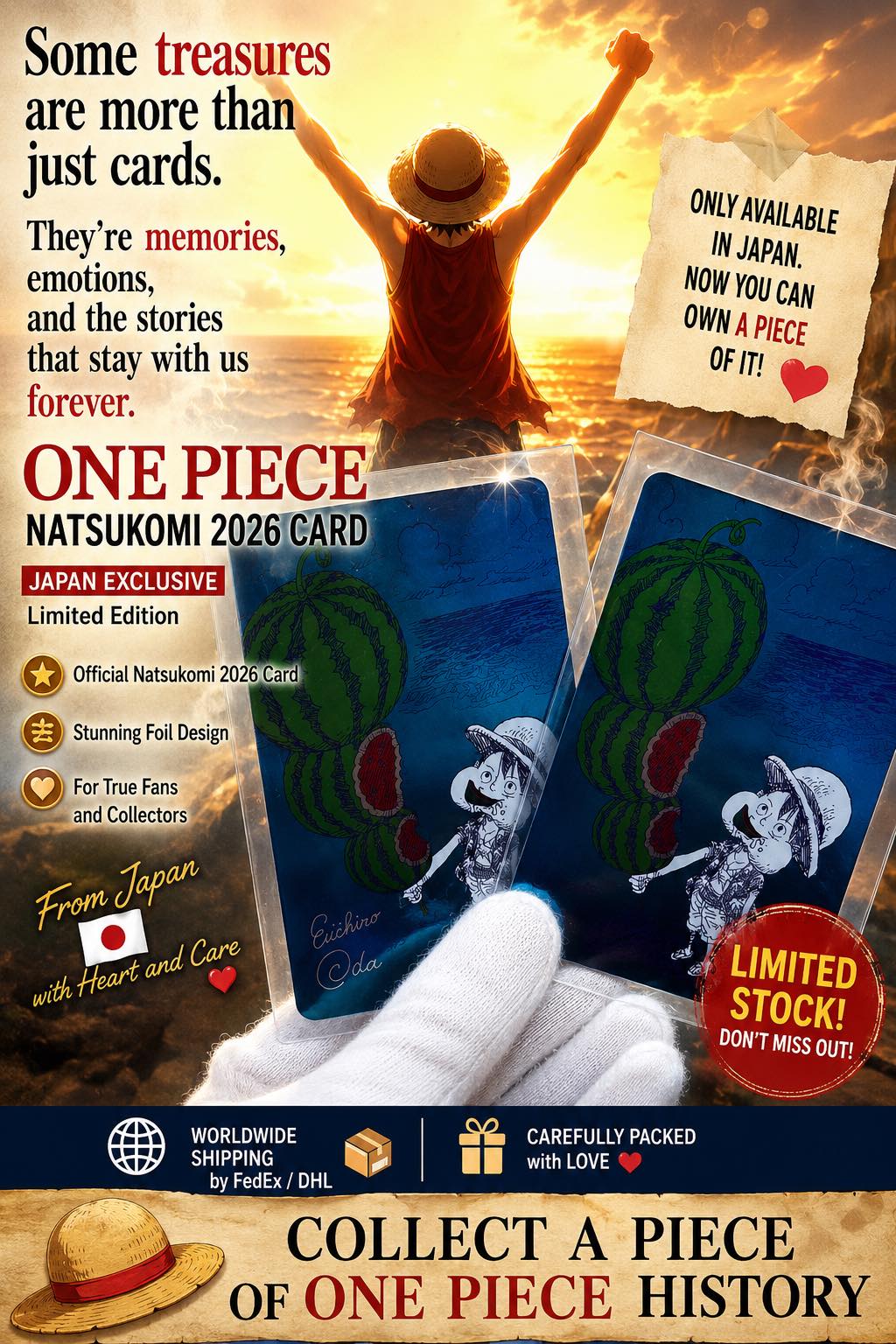 🔥 ONE PIECE NATSUKOMI 2026 – Luffy Watermelon Card 🍉 One of the