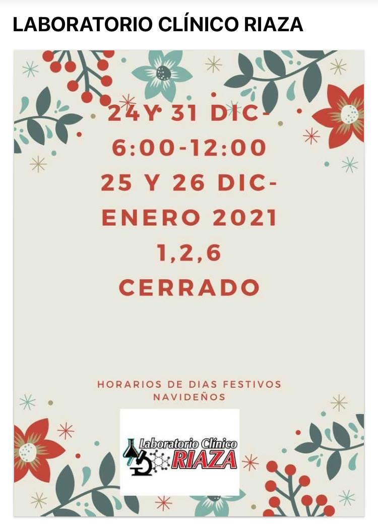 Nuestro horario especial para... - Laboratorio Clinico RIAZA