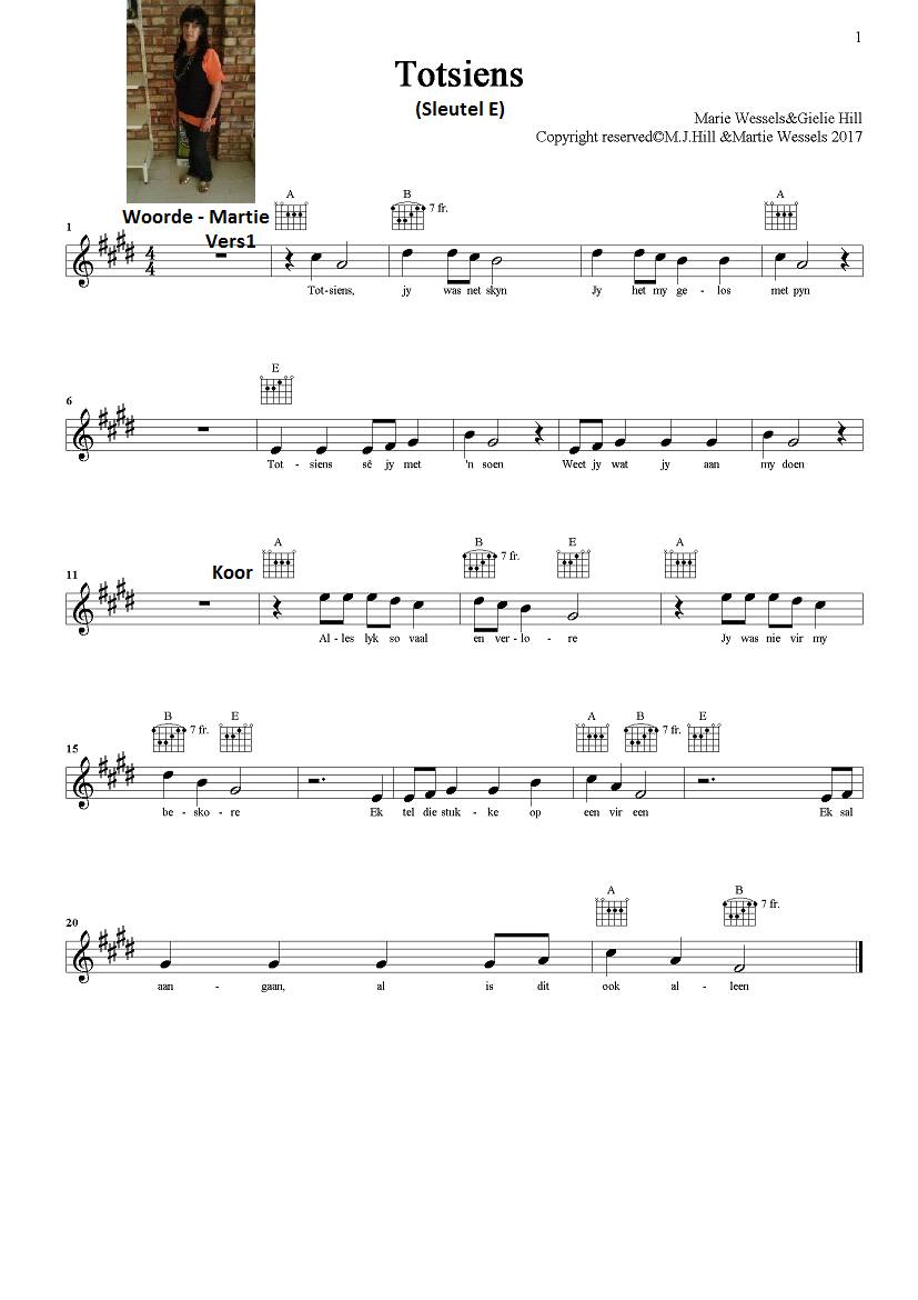 Music Free Sheet music - Afrikaans & English - 
