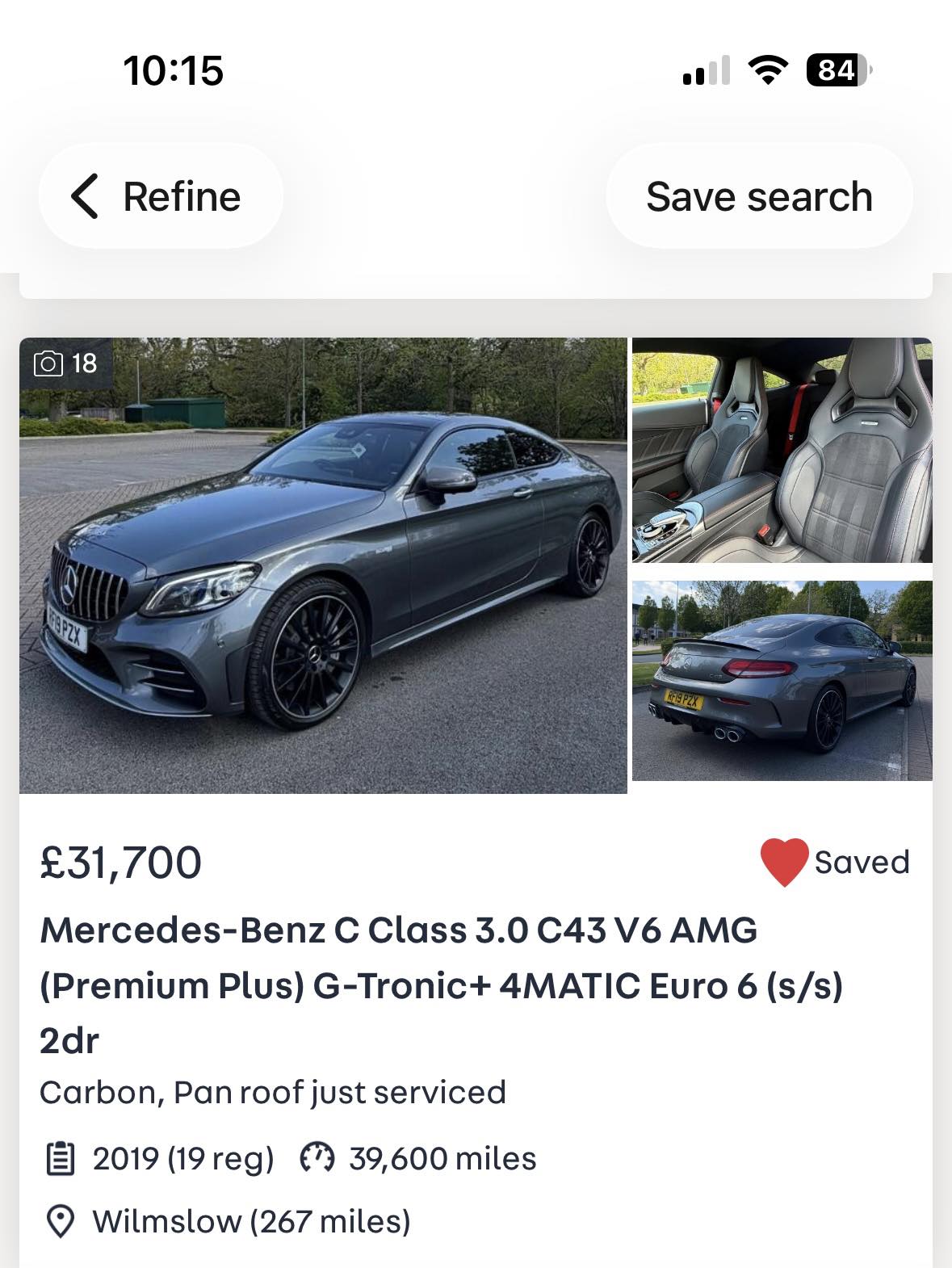 Premier AMG C43 for sale with carbon package