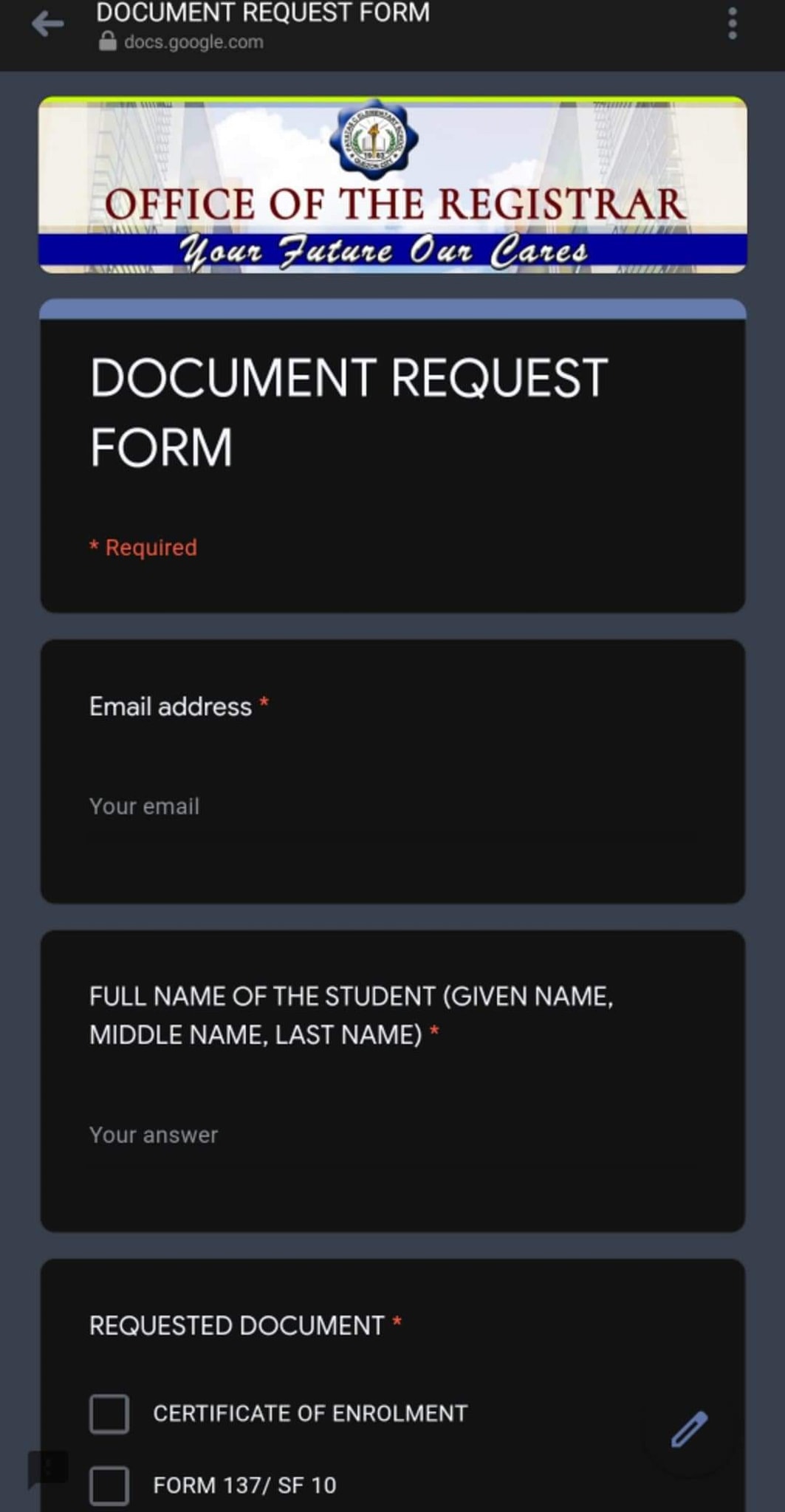 FOR COE, F137 REQUEST AND... - Payatas C Elementary School
