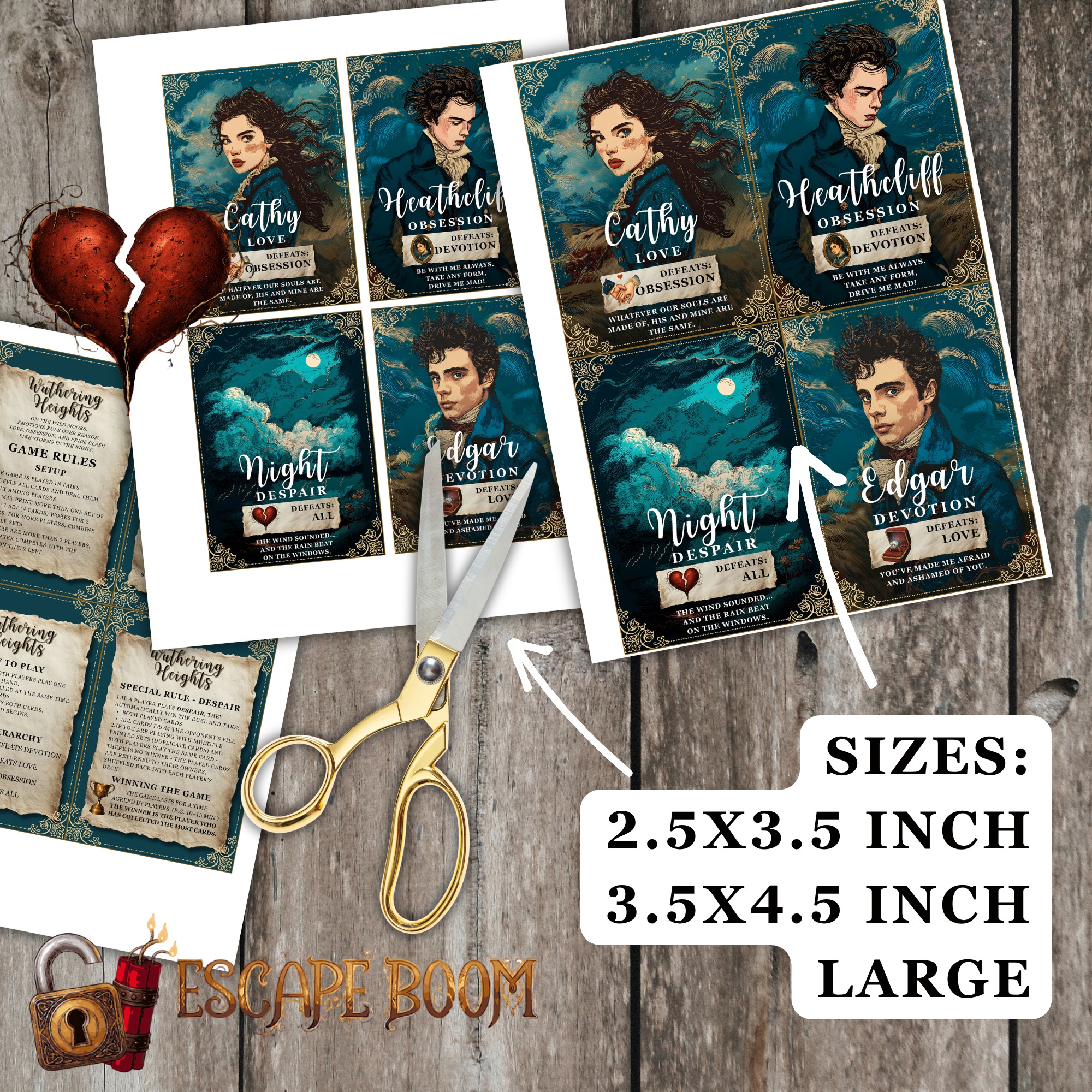 Printable Wuthering Heights Card Game
