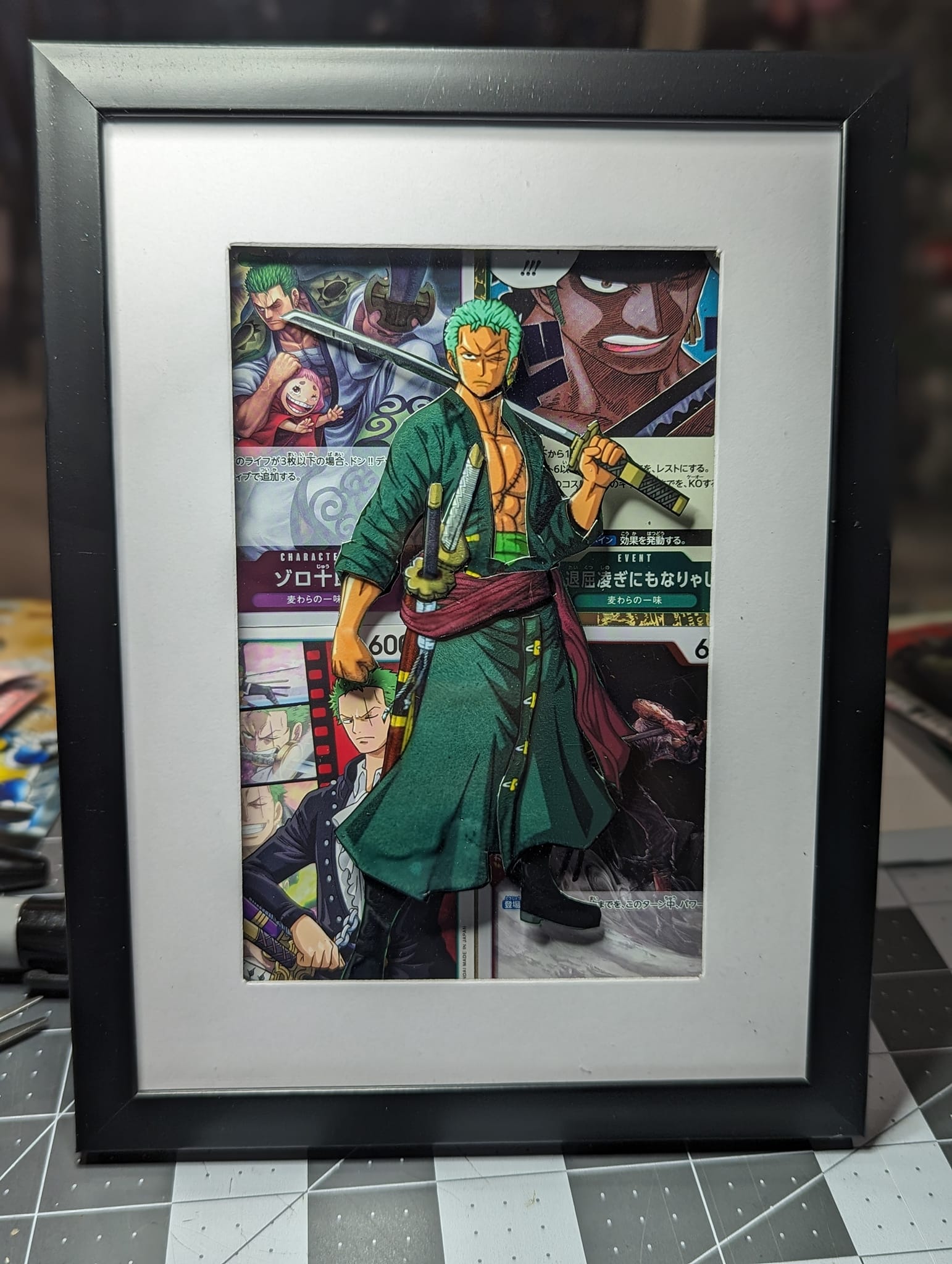 Made this for a client. Zoro - 4x6 3D Shadowbox Portrait Came out 🔥