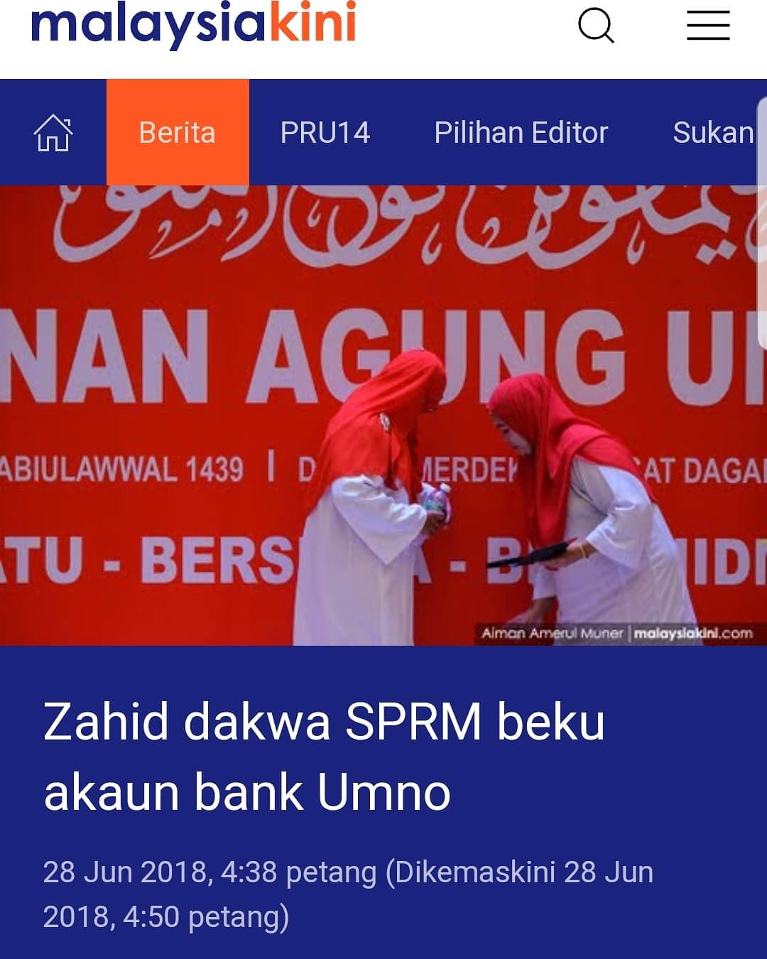 Solidariti Amal Rakyat Rasmi Cubaan Sprm Sekat Akaun Bank Umno Bermotifkan Sesuatu Datuk Seri Ahmad Zahid Hamidi Yang Memangku Tugas Presiden Umno Mendakwa Suruhanjaya Pencegahan Rasuah Malaysia Sprm Telah