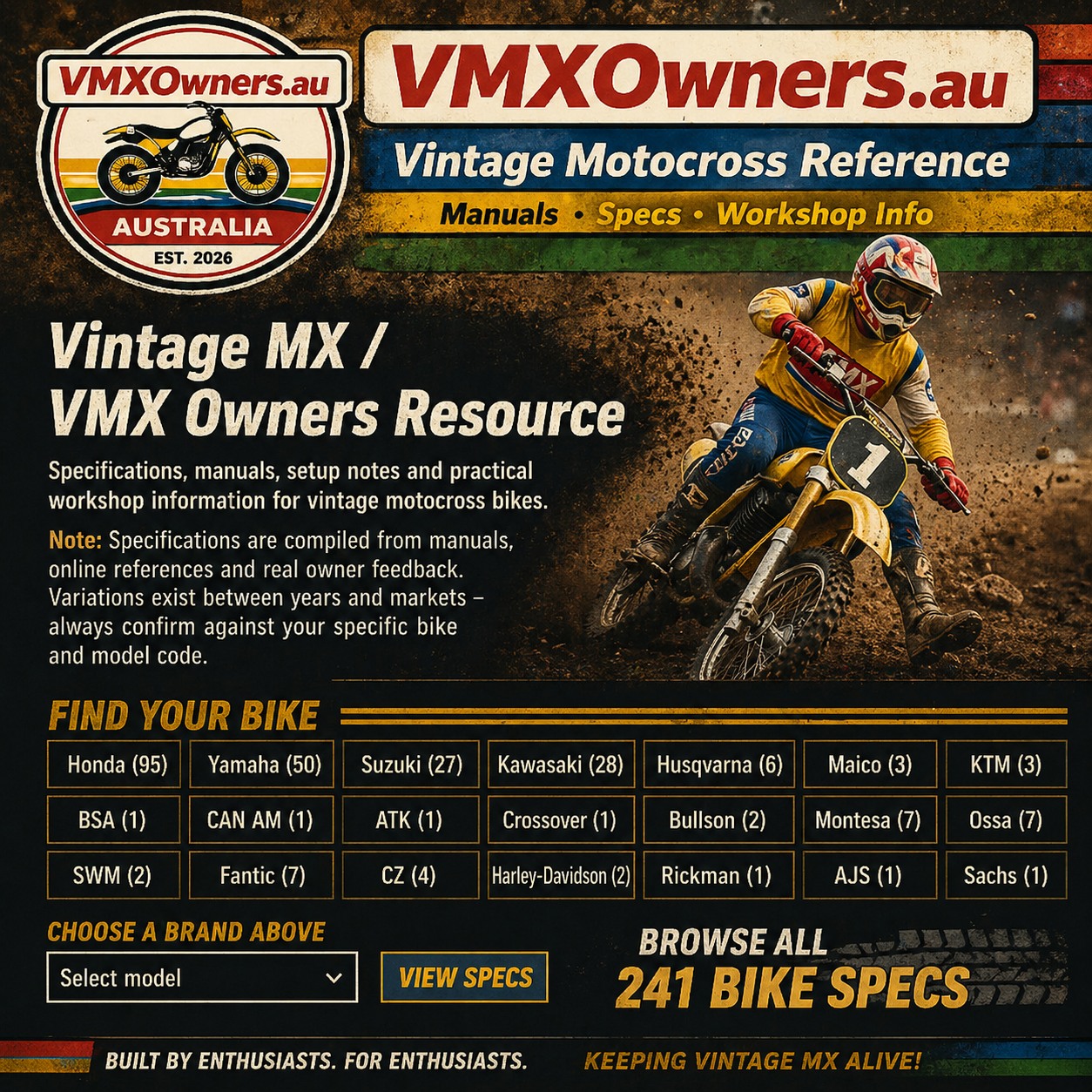 What vintage bike specs are available?