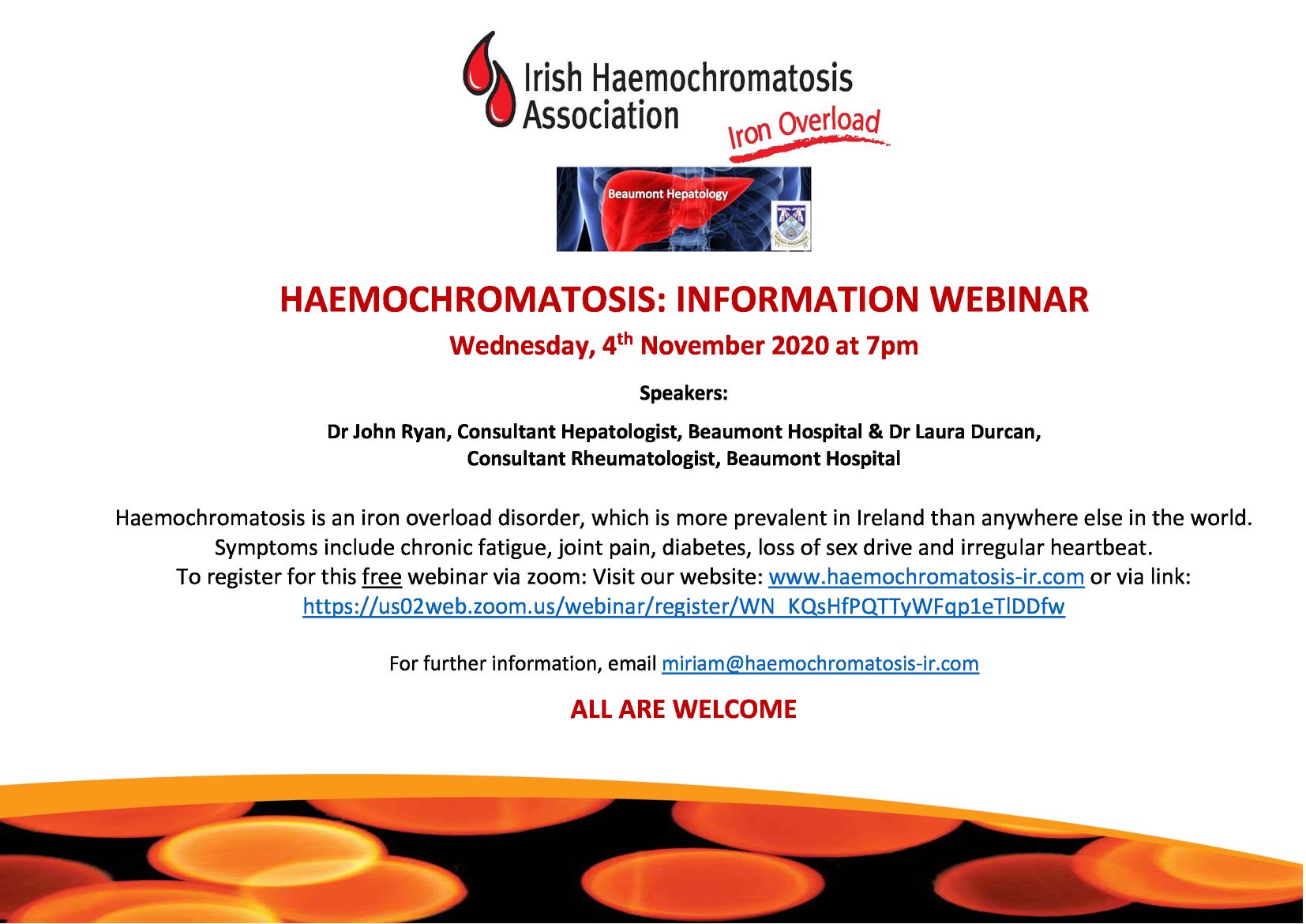 Irish Register today for our November Haemochromatosis Webinar  