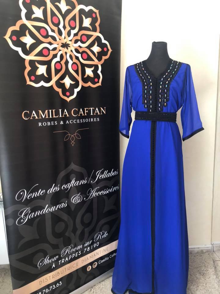 Caftan Vintage Deux Pièces Brodé - Soie Et Mousseline - Taille L - Blanc - Neuf Sans étiquette