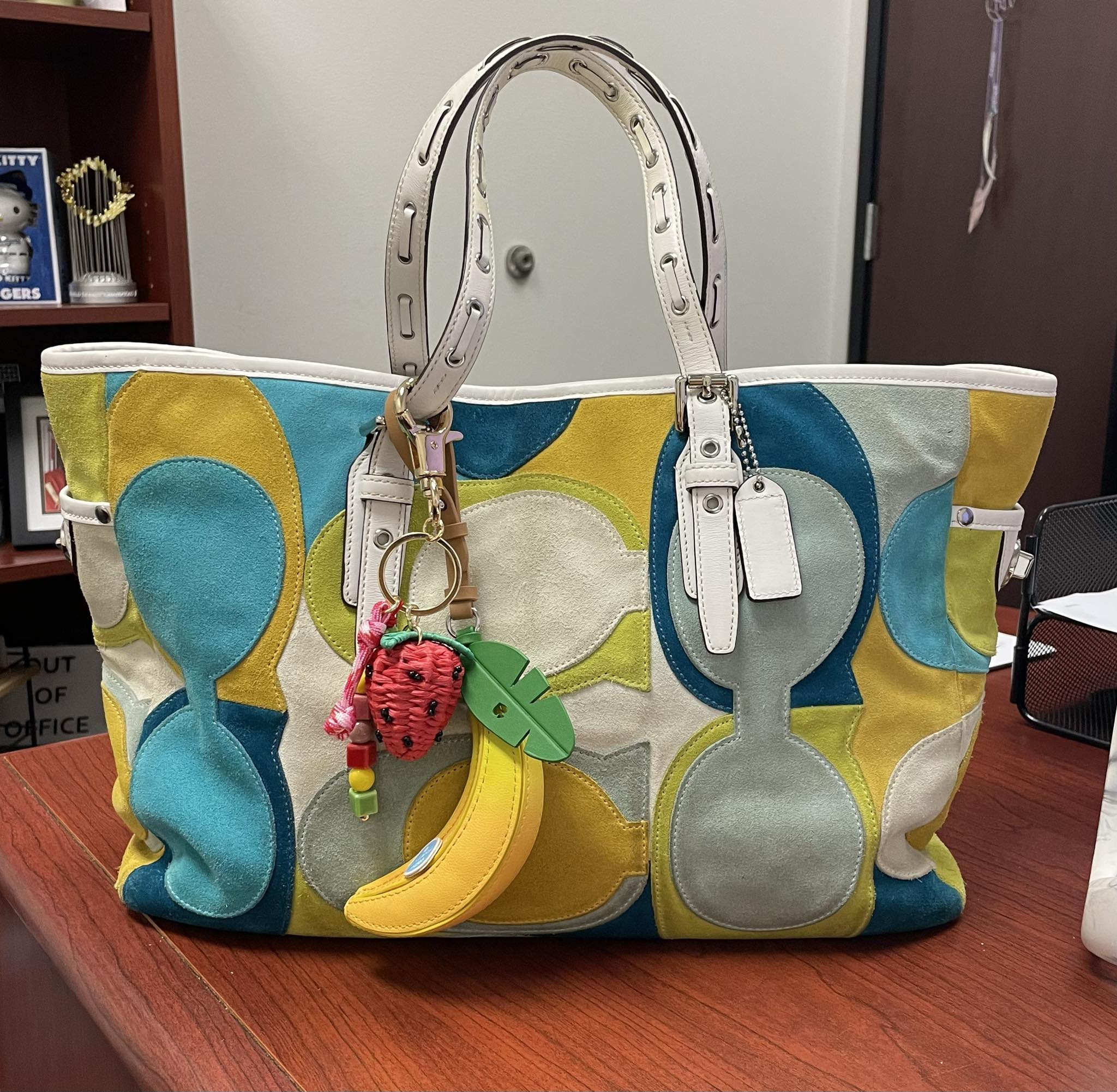 Coach patch suede and leather tote owners