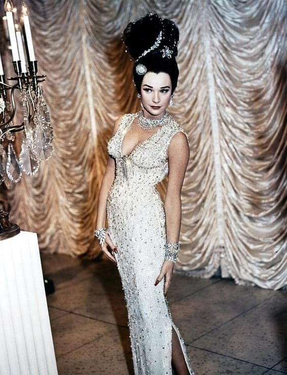 Shirley MacLaine in Edith Head gown for What a Way to Go! movie