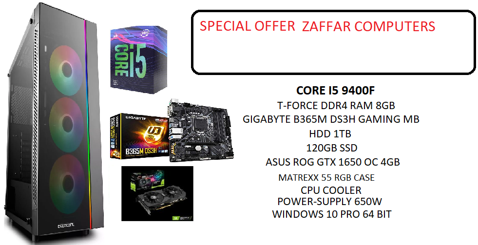 Zafar Computer.EST - GAMING COMPUTER CORE I5 9400F RAM: T FORCE RGB ...