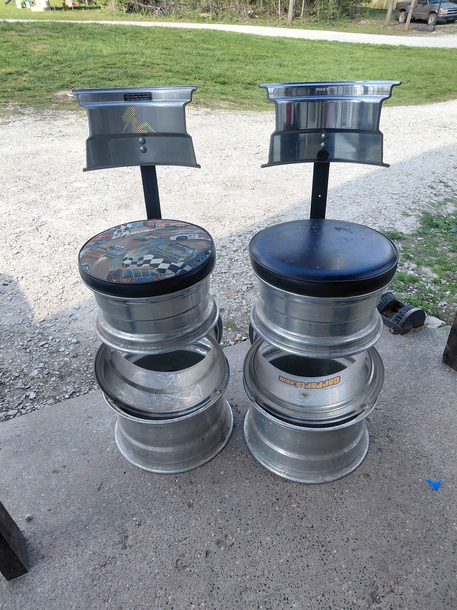 Pair Custom Car Rim Bar Stools - Watering Equipment - Milan, Indiana ...