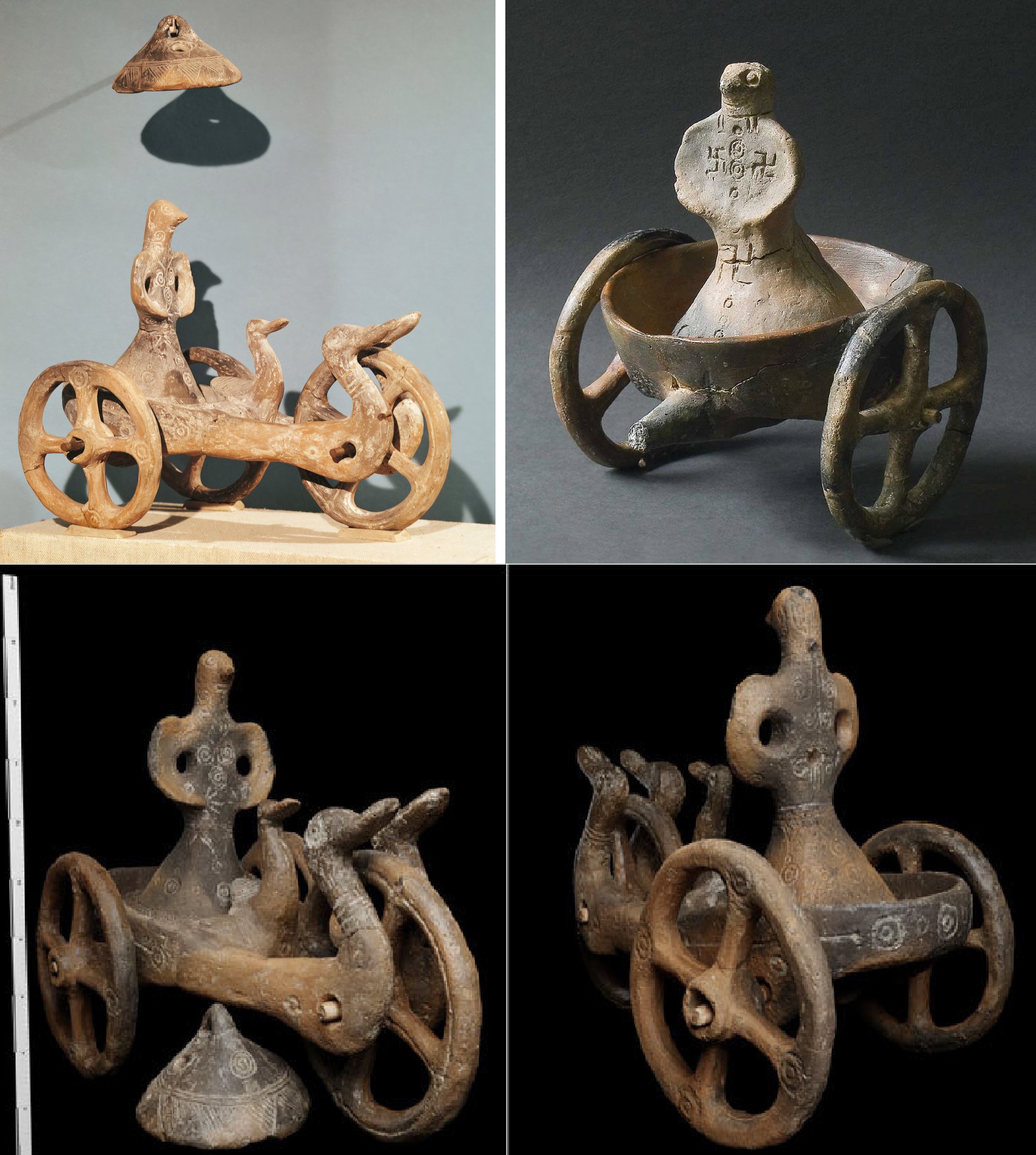 Ancient chariot and cart with idol figurines