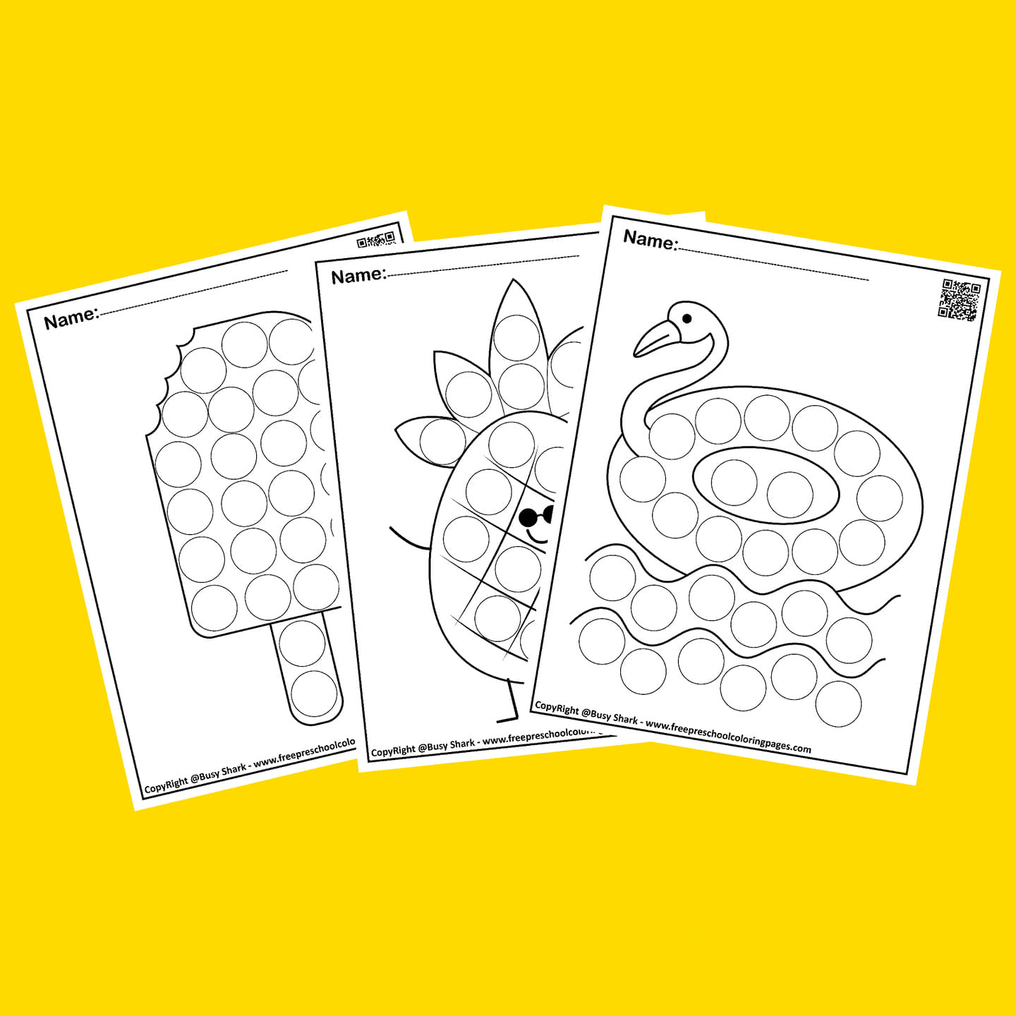 BUSY SHARK - Free Summer do a dot markers coloring pages...