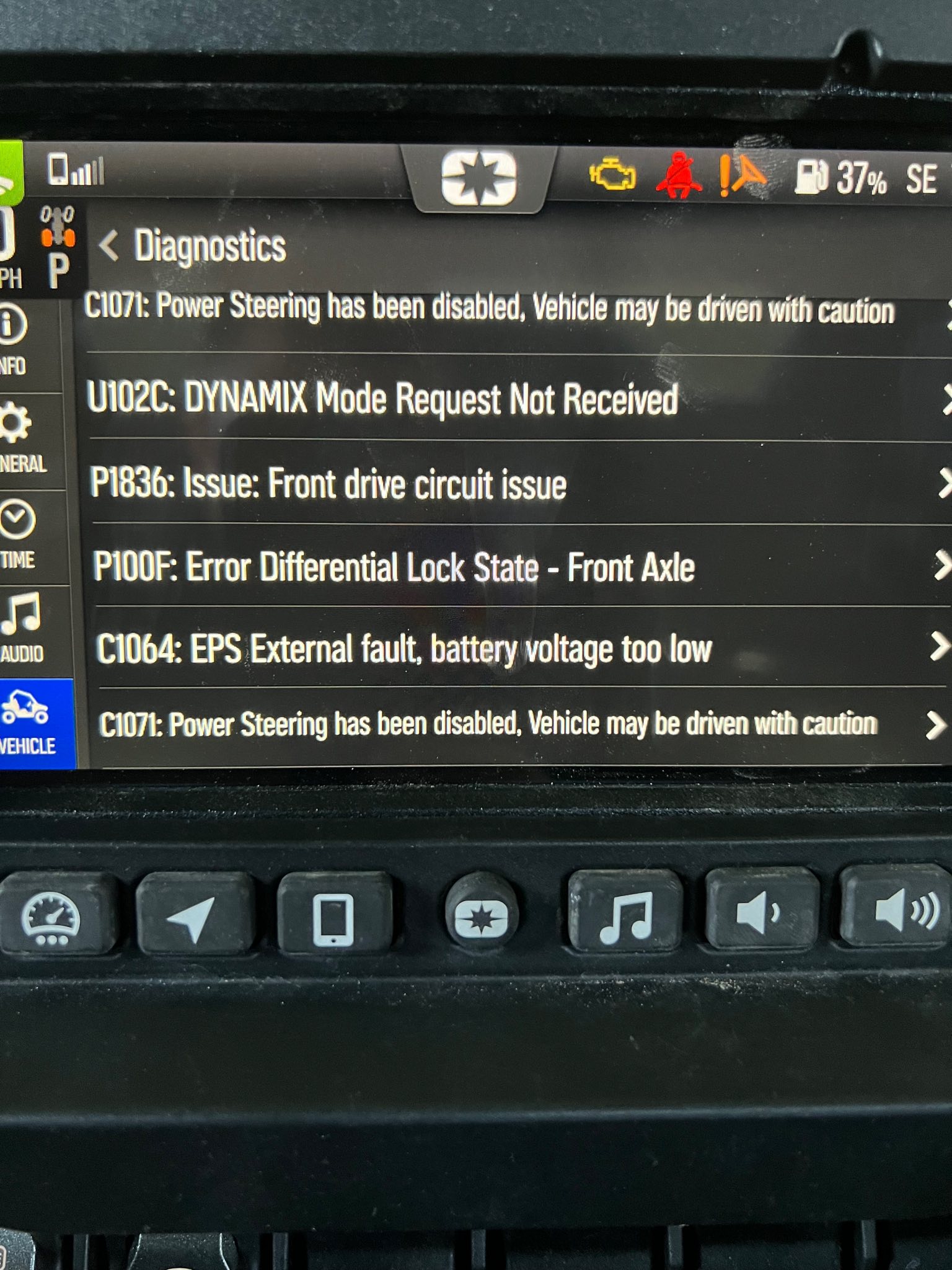 check engine light issue on 2025 rzr pro r