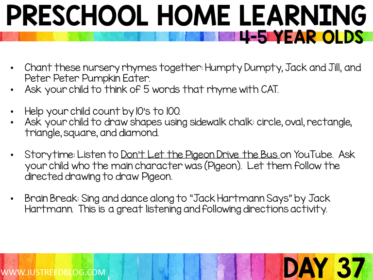Here are Day 37's... - Just Reed & Play in Preschool and K