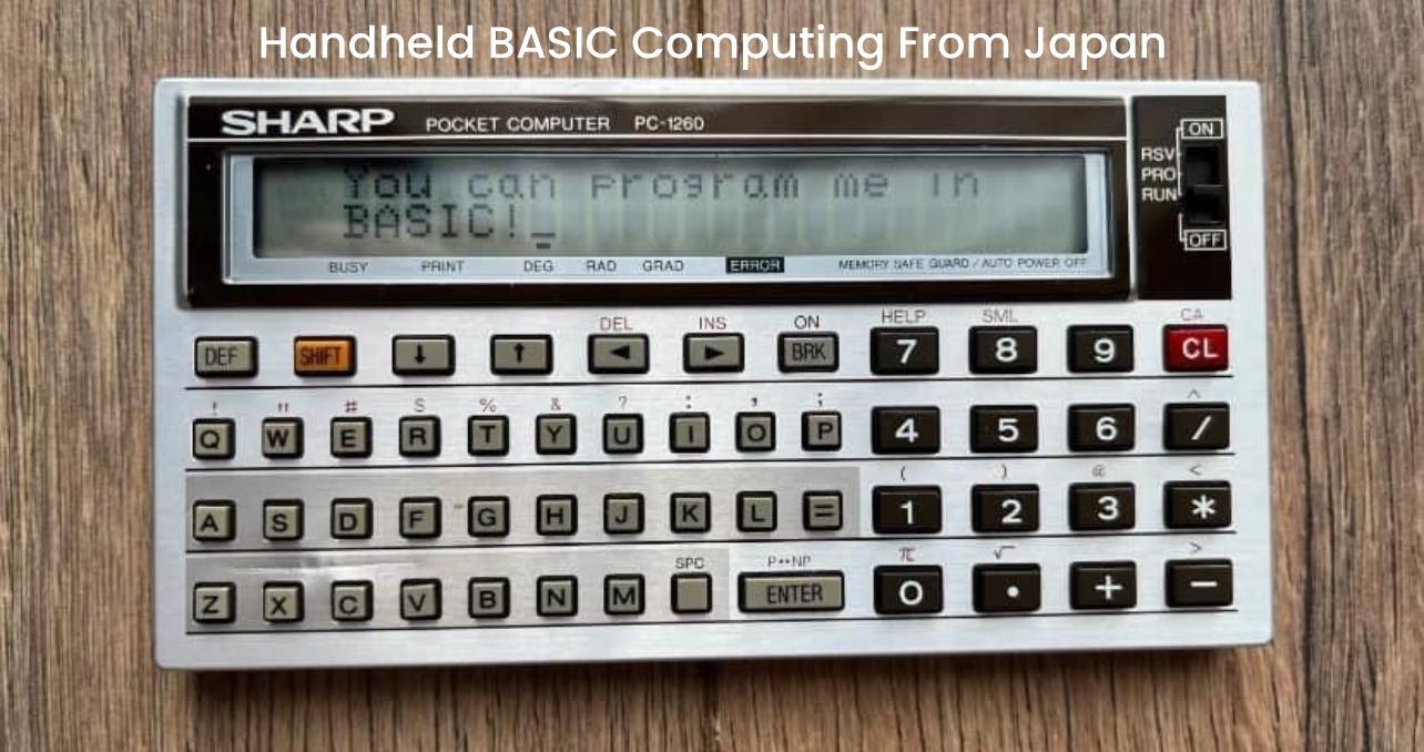 A Sharp PC-1260 Pocket Computer , complete with a Sharp CE-125