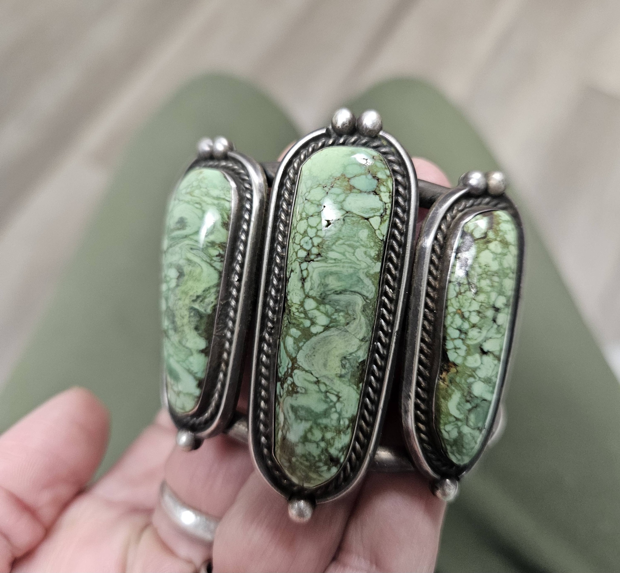 Is my vintage Marcella James Navajo cuff really green turquoise?