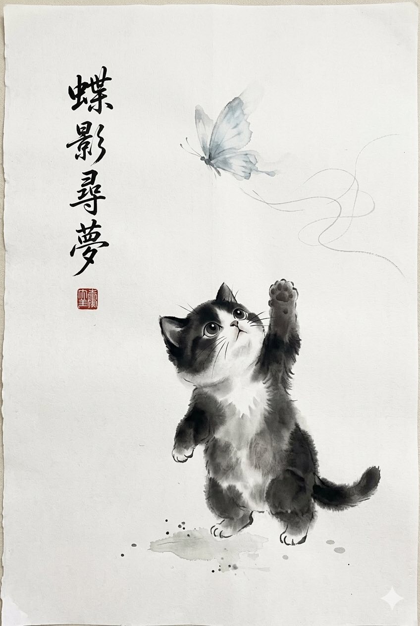 Artwork 猫 水墨画 おしゃれ 猫 水墨画 イラスト素材 6760927