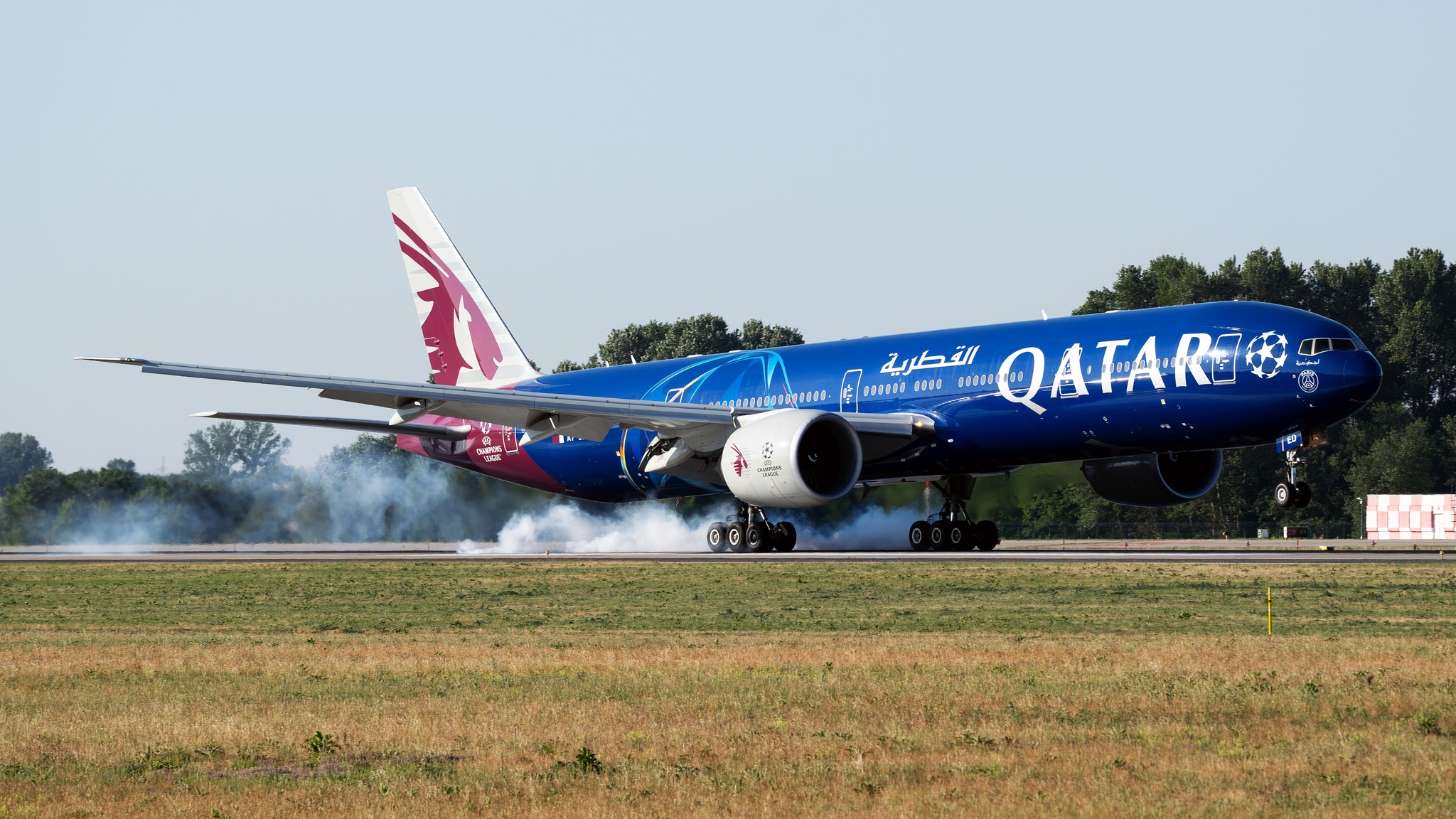 Qatar Airways Boeing 777 with UEFA Champions League livery