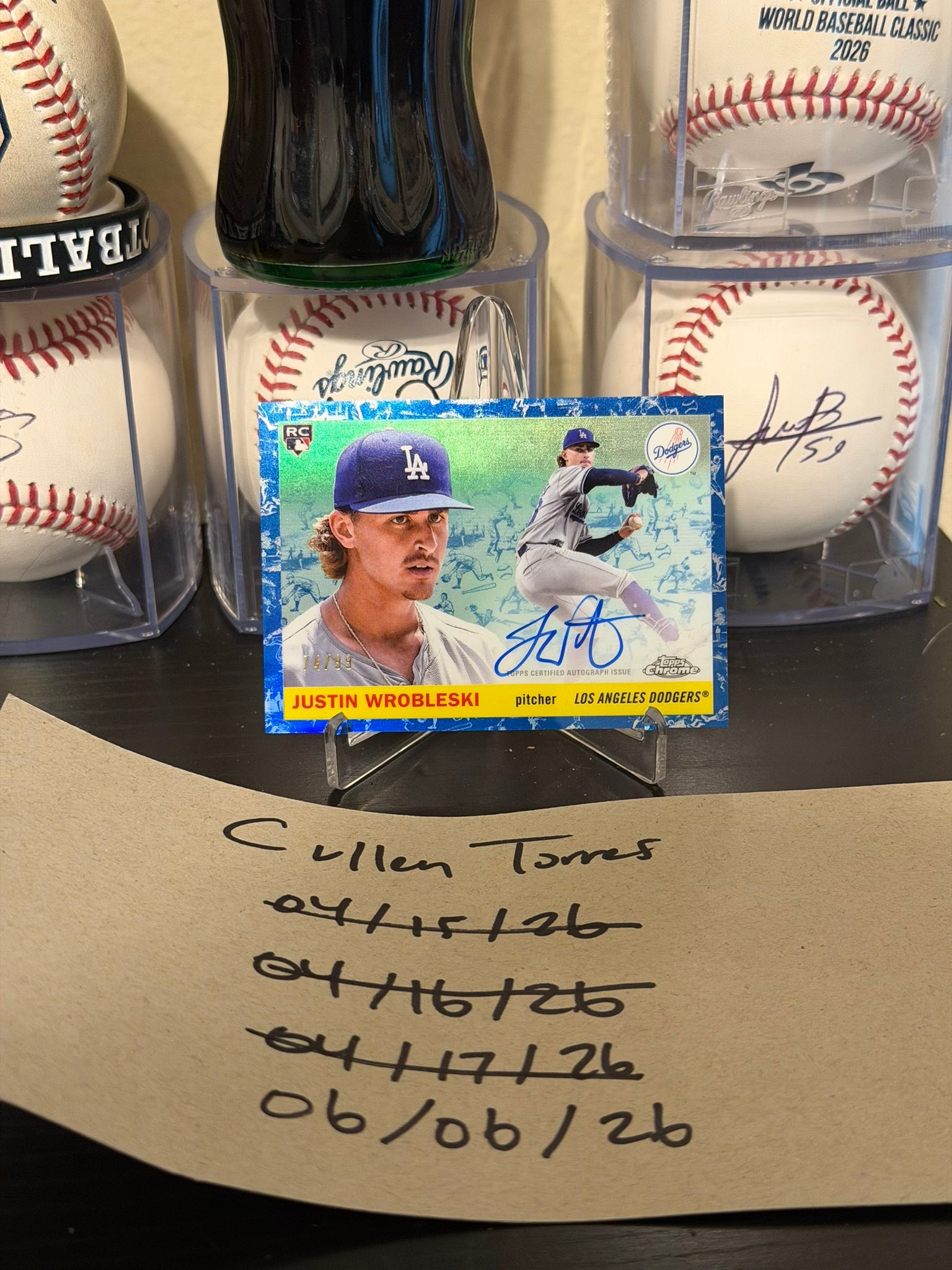 2025 Topps Chrome Platinum Justin Wrobleski 74/99 Auto. Color 