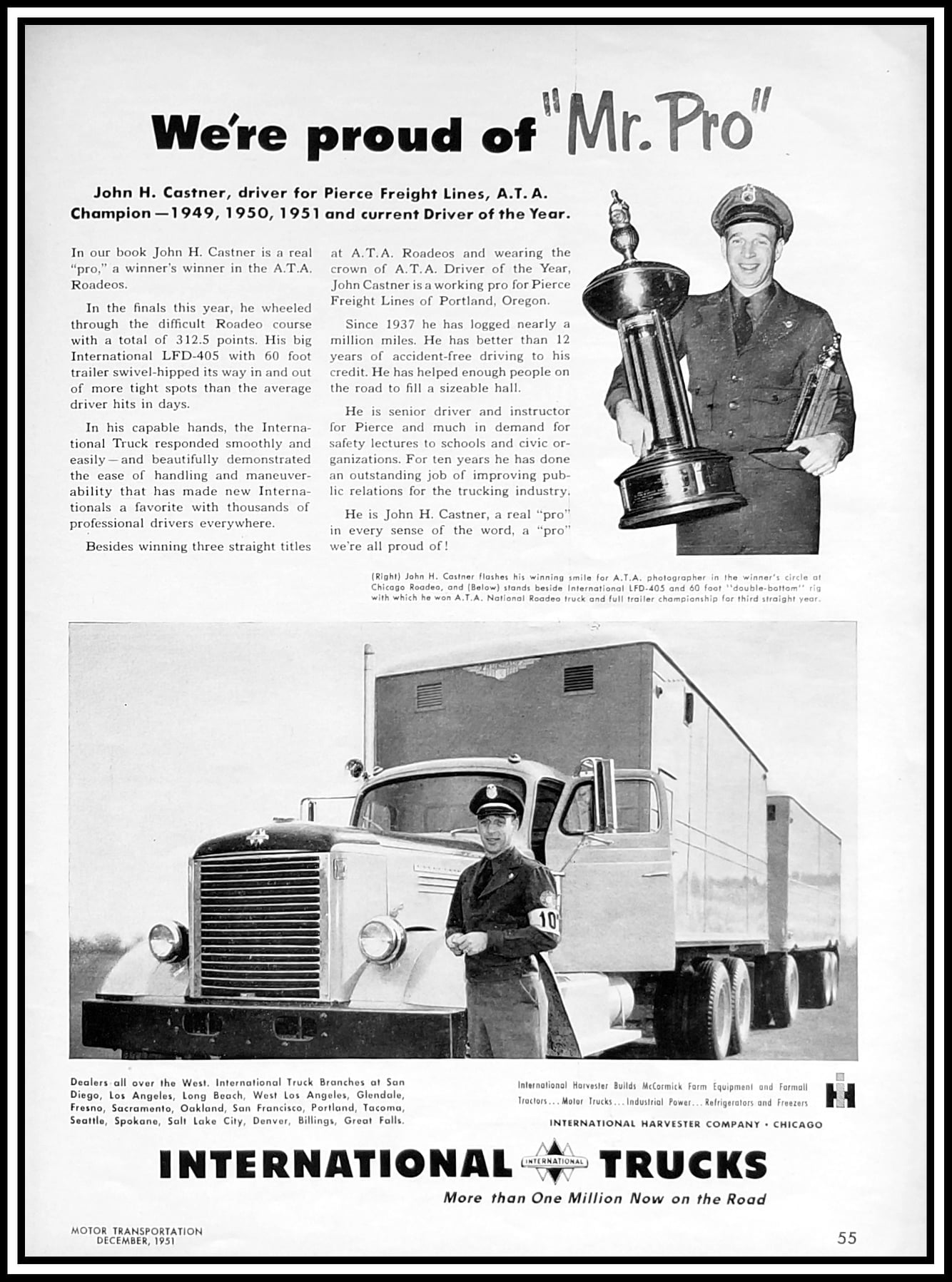 1951 International LFD-405 Truck, Mr Pro Driver, Pierce Freight Lines