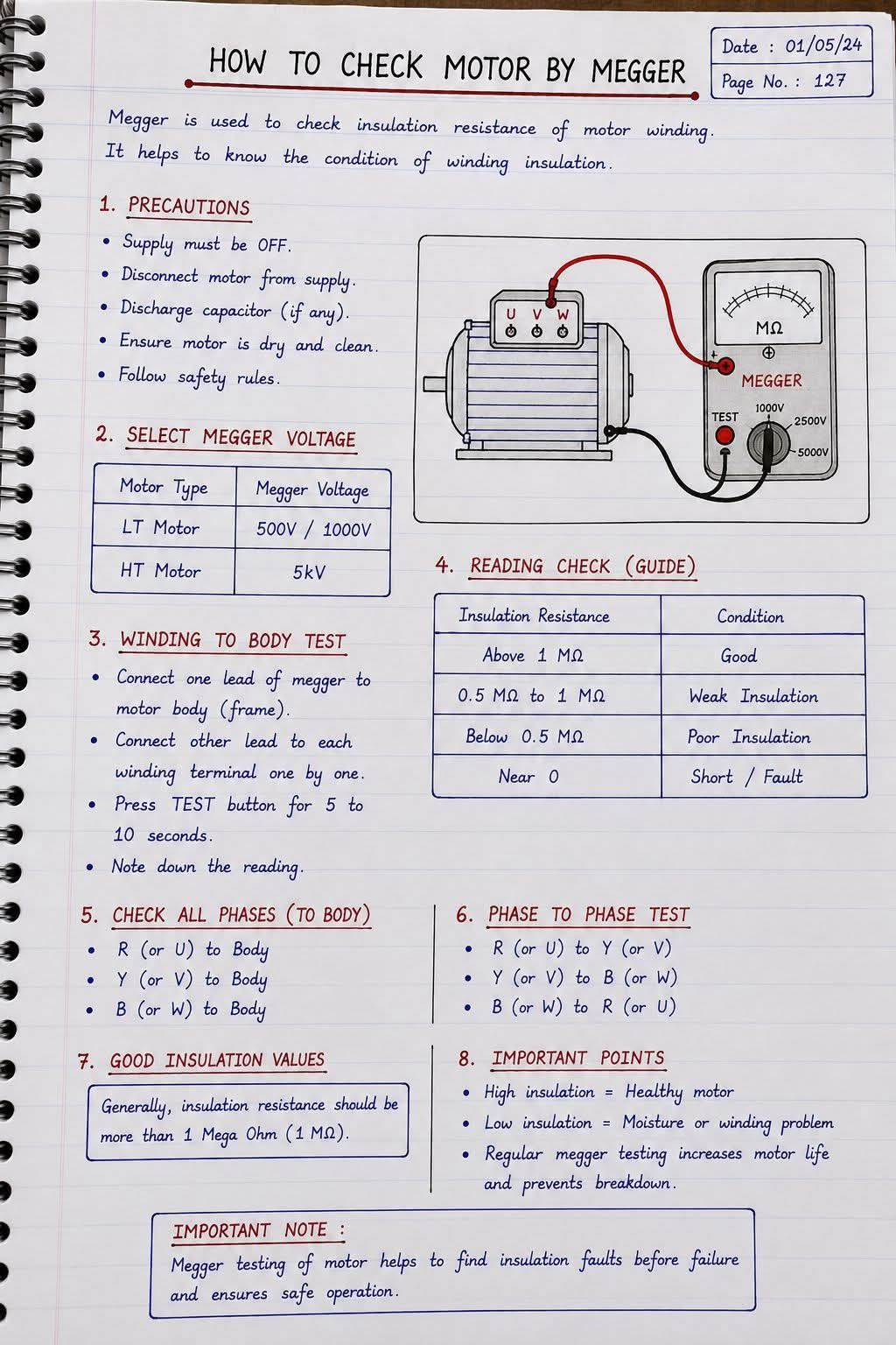 How to check the motor by megger? #electrician #electricity #usa