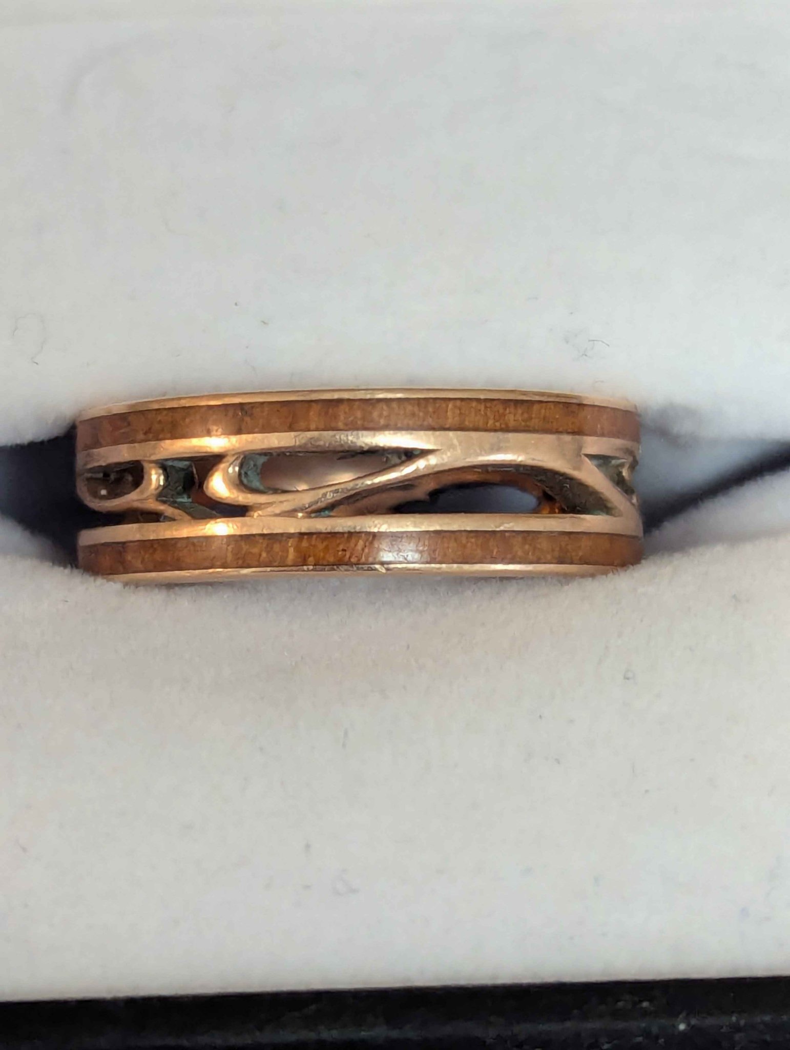 Cherry Wood wedding band with 14k Rose Gold inlays. - Wedding ...