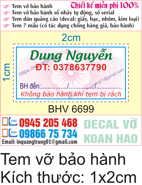 Nhận in tem bảo hành, tem rách,... - In tem bảo hành Phú Yên | Facebook
