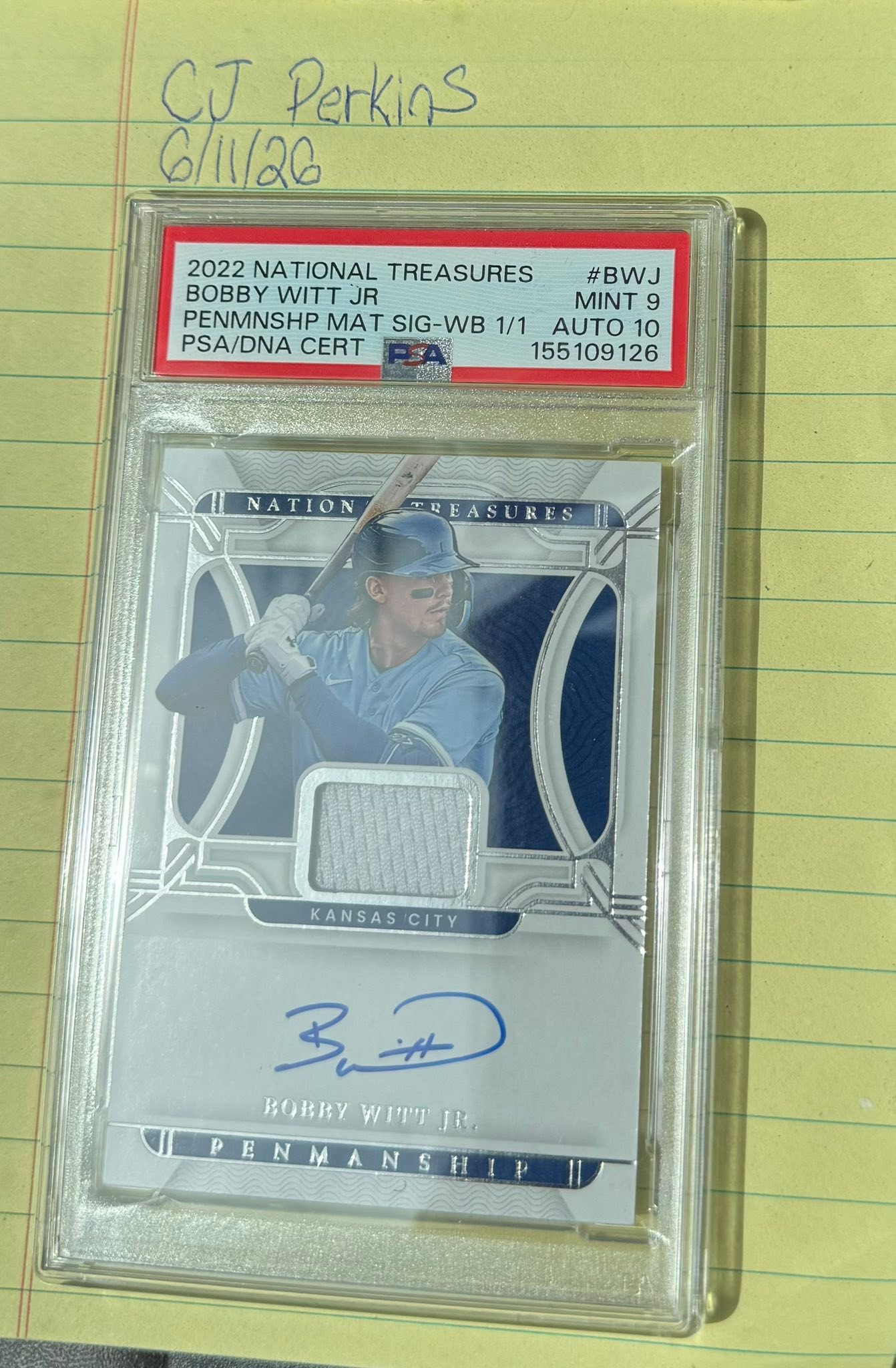 Bobby Witt Jr 2022 National Treasures RPA auto 1/1 for sale