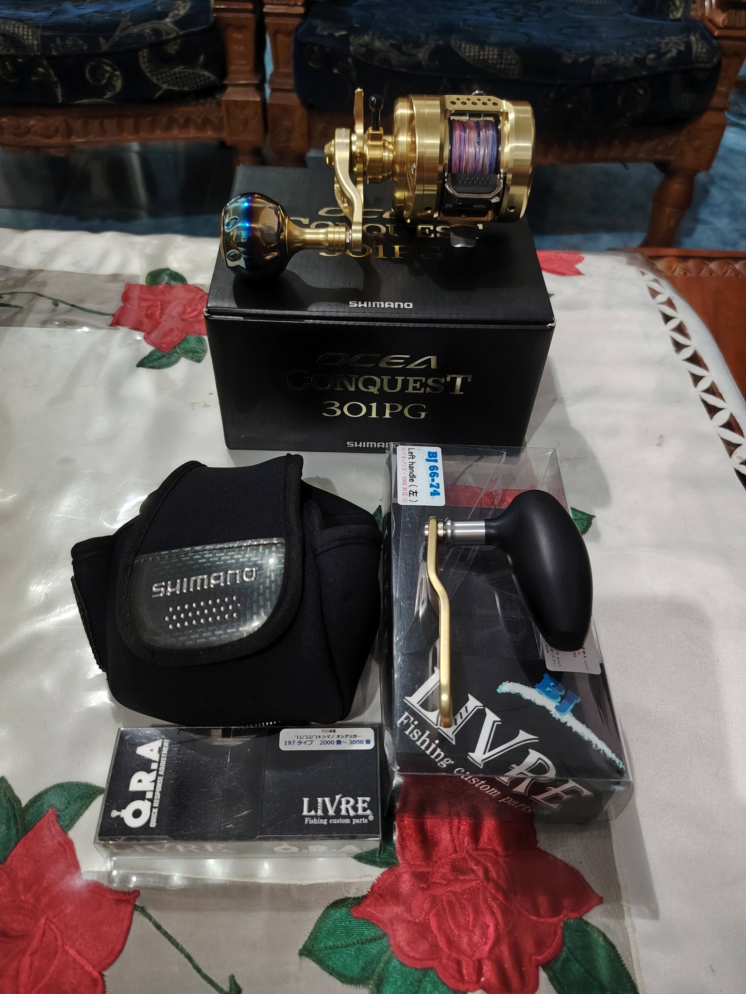 Shimano Ocea Conquest 301PG reel and Livre fishing gear for sale