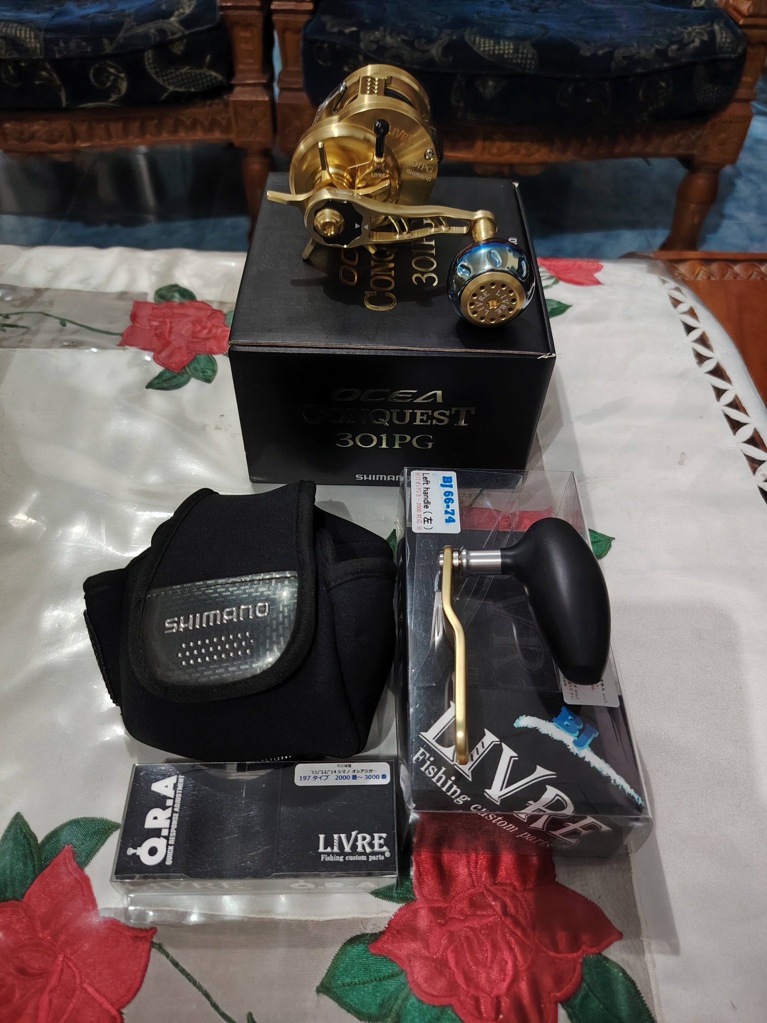 Shimano Ocea Conquest 301PG reel and Livre fishing gear for sale