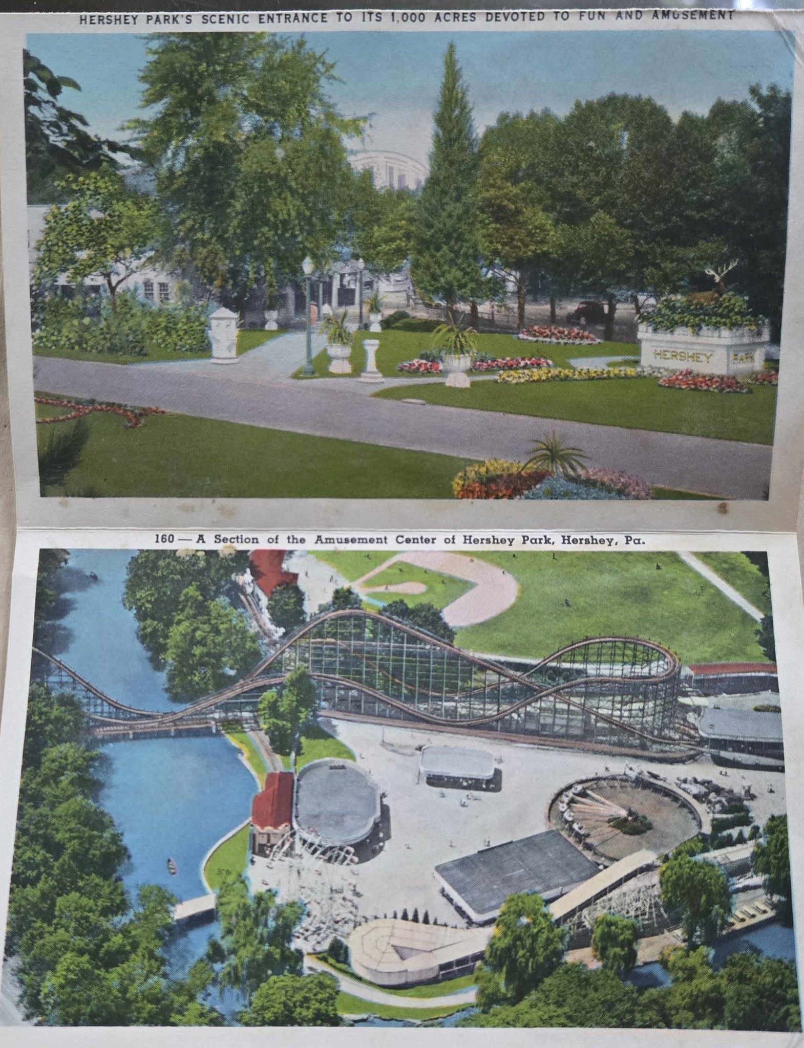 Vintage Hersheypark postcard folder from the 1940s or 1950s