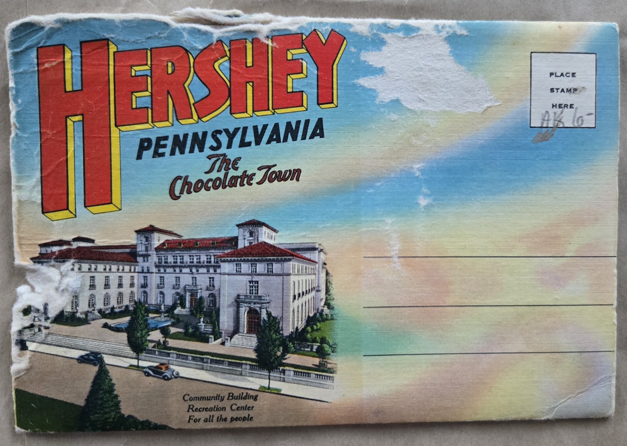 Sｔｅｌｌａ ８８ vintage hershey college Vintage Hersheypark postcard folder from the 1940s or 1950s