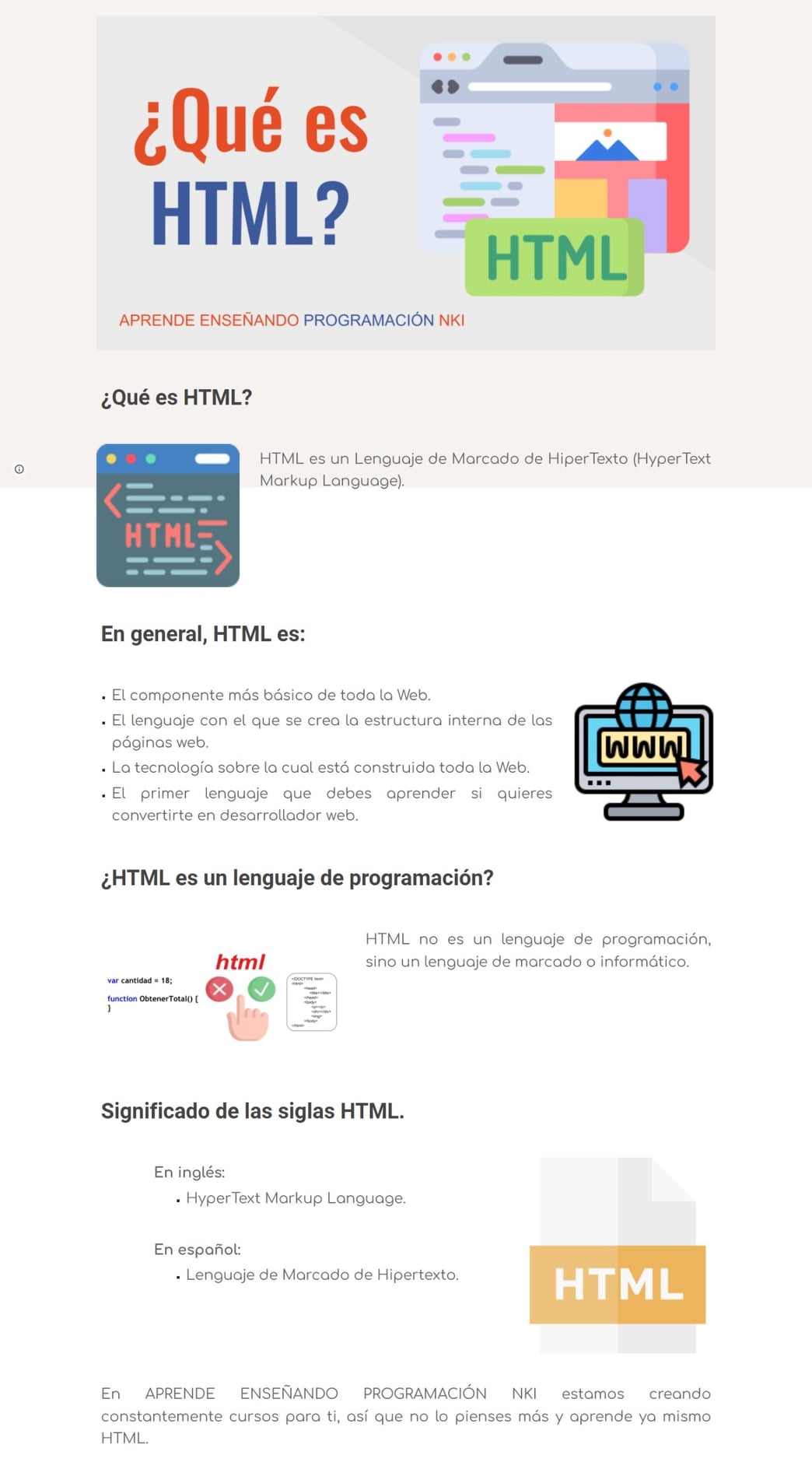 Aprende Enseñando Programación NKI - Conoce, qué es HTML. 👉 VER ...