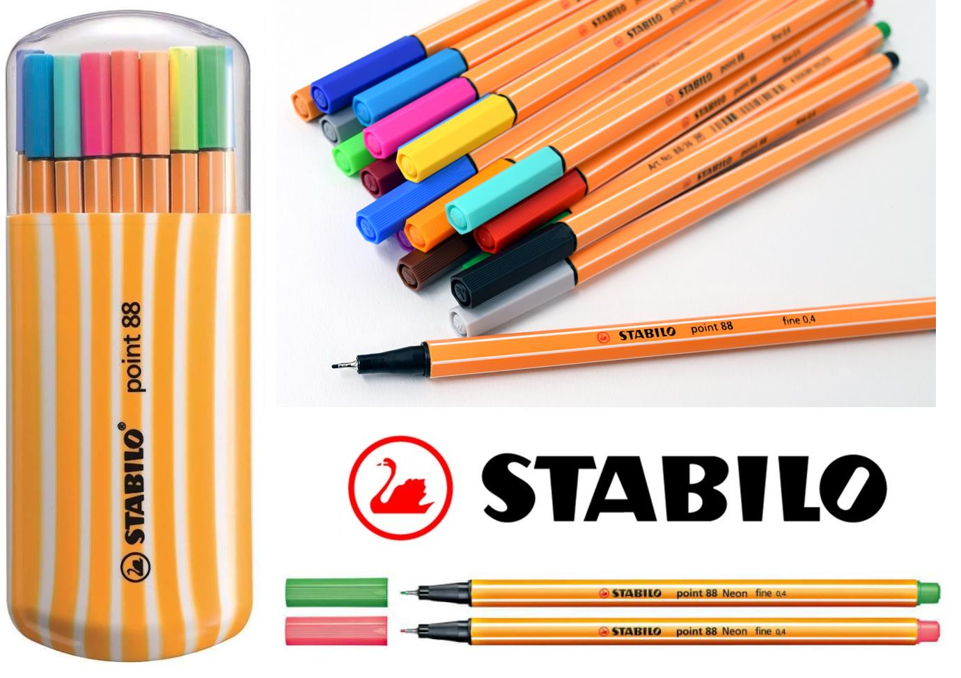 Rotuladores Stabilo Point 88 Punta Fina 0.4 Mm – Pack De 20+2 Colores, Tinta No Mancha