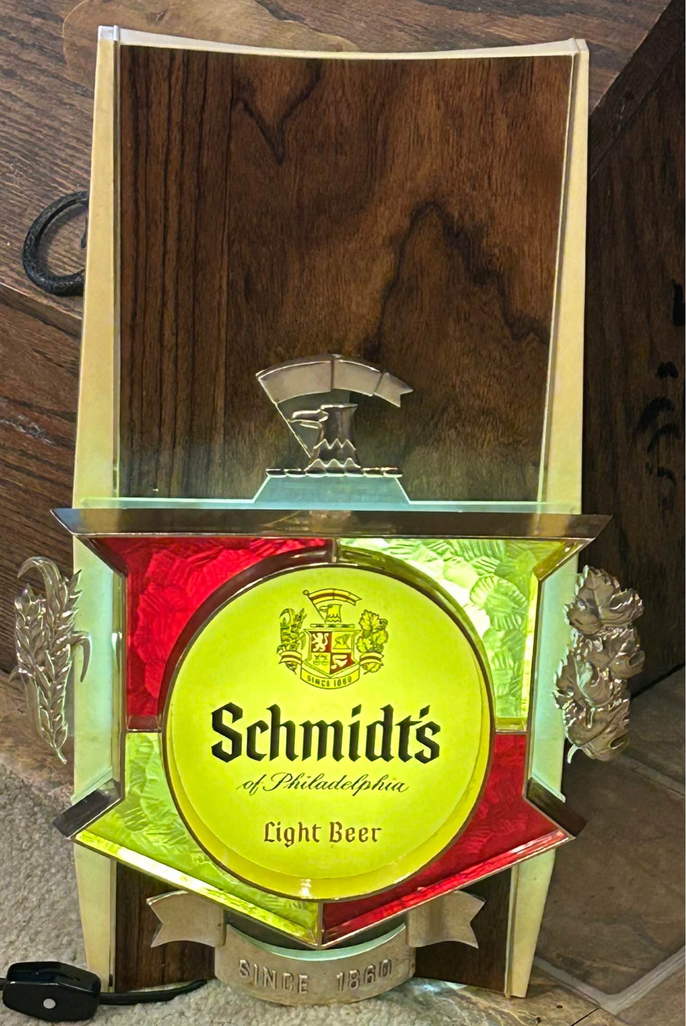 Vintage Schmidt's Light Beer sign. From Philadelphia, has a cool