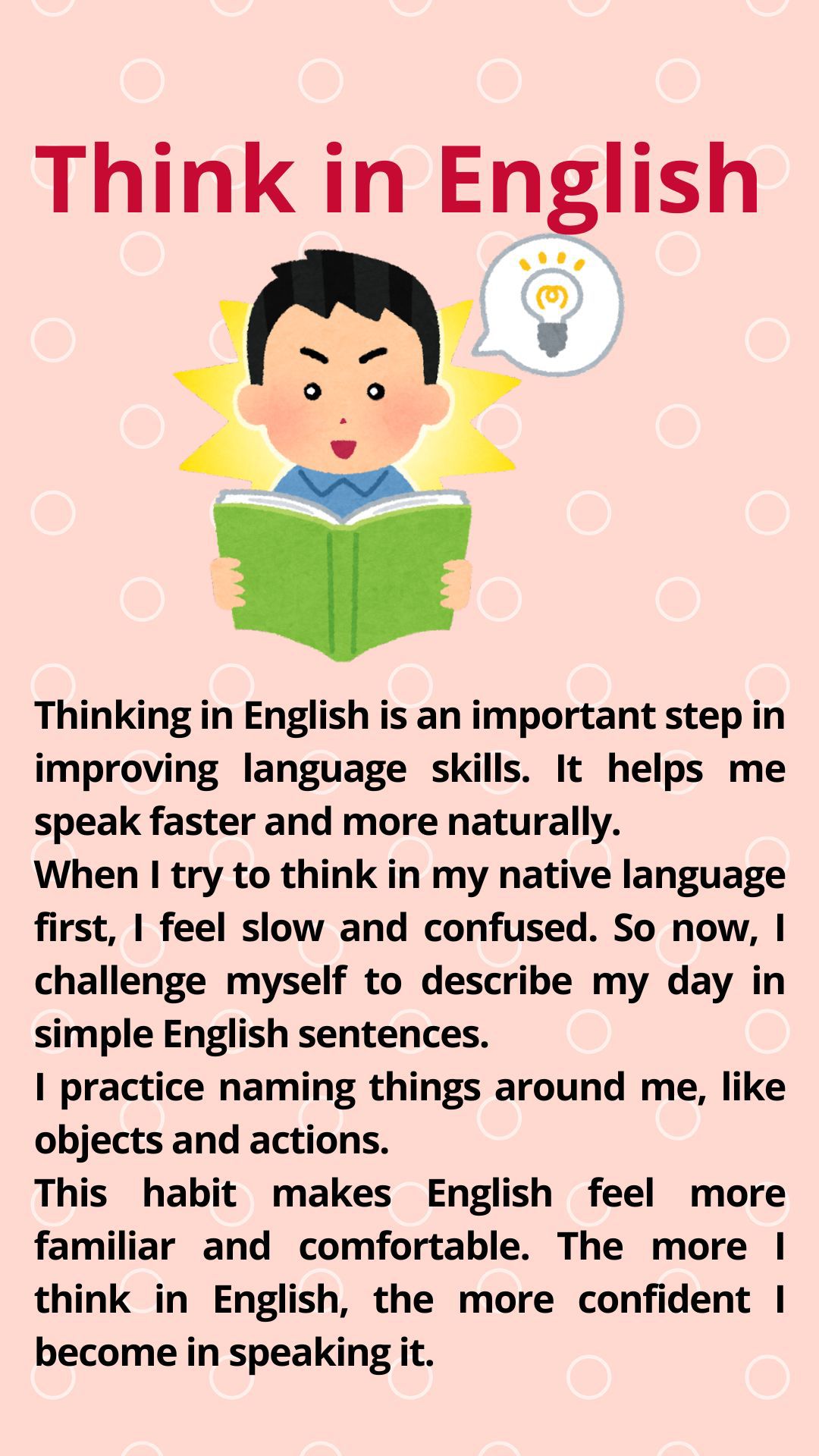 Improving English skills through thinking in English