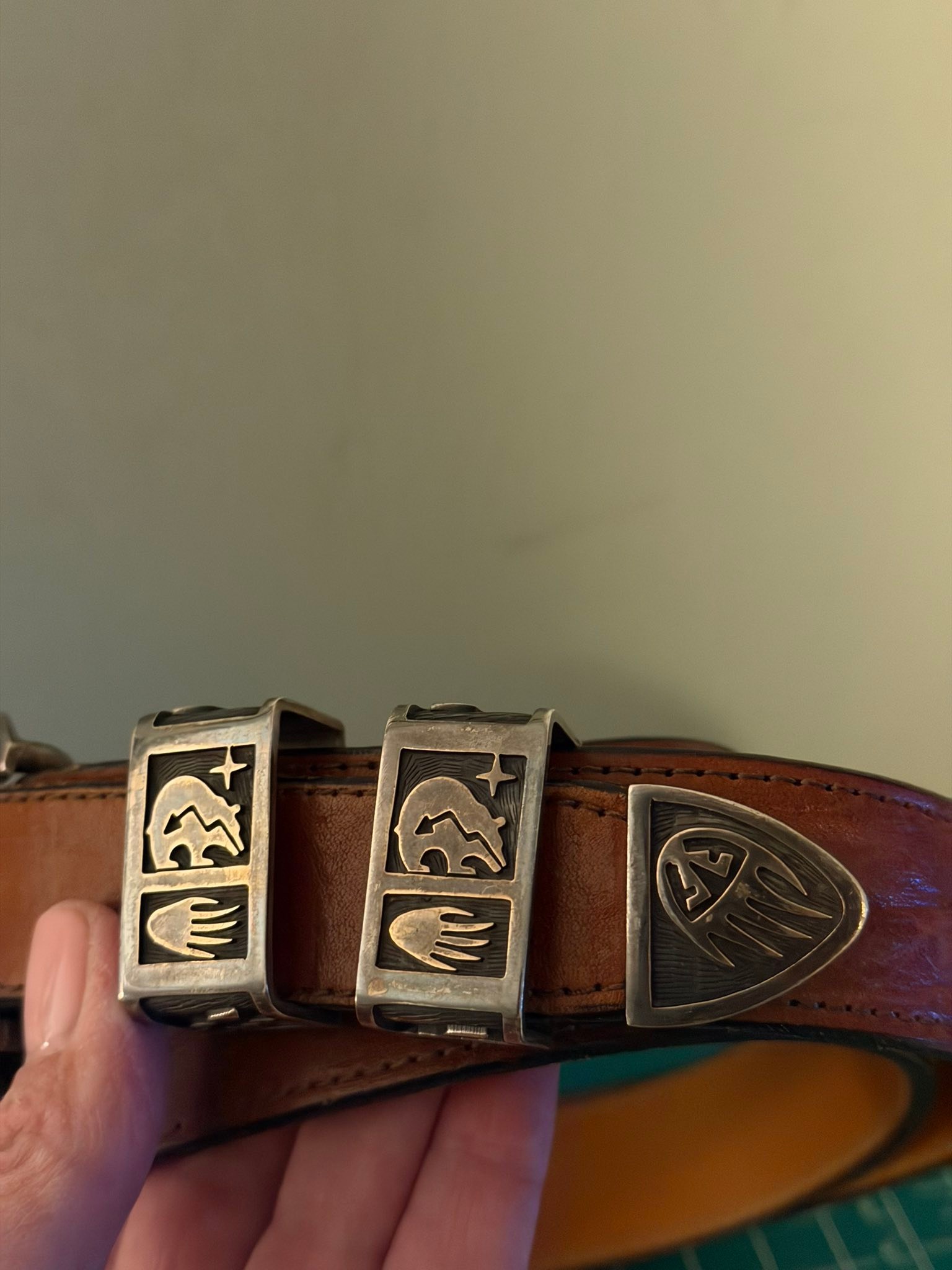 Vintage Hopi overlay ranger belt for sale