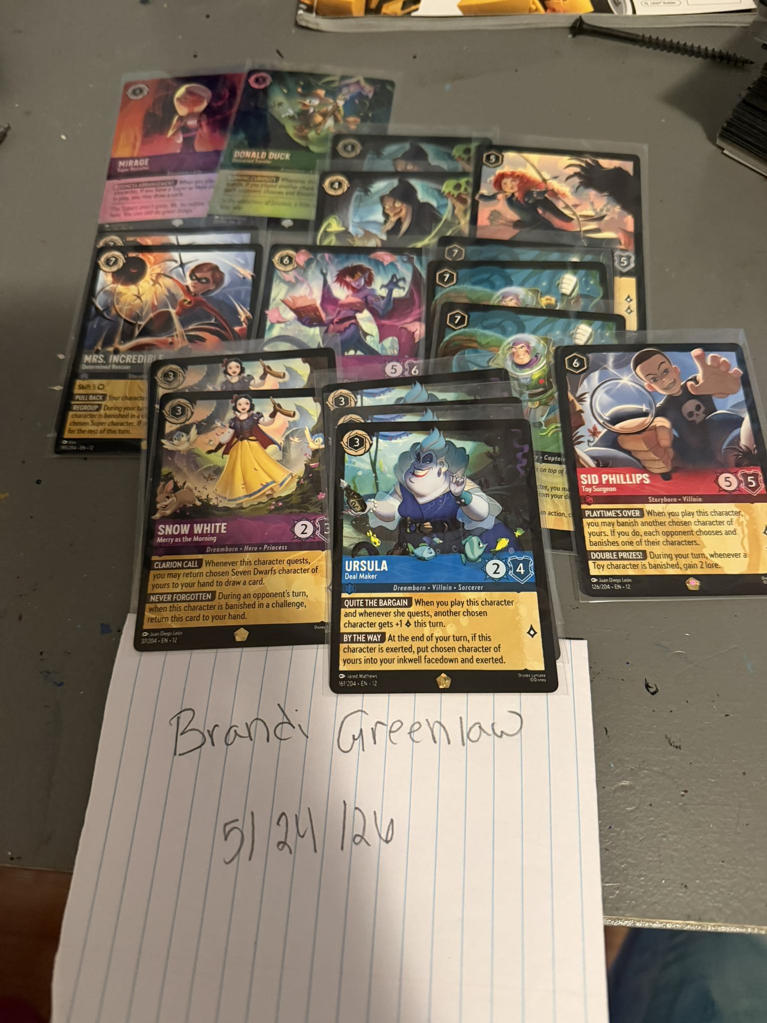 Lorcana TCG cards featuring Disney characters for trade