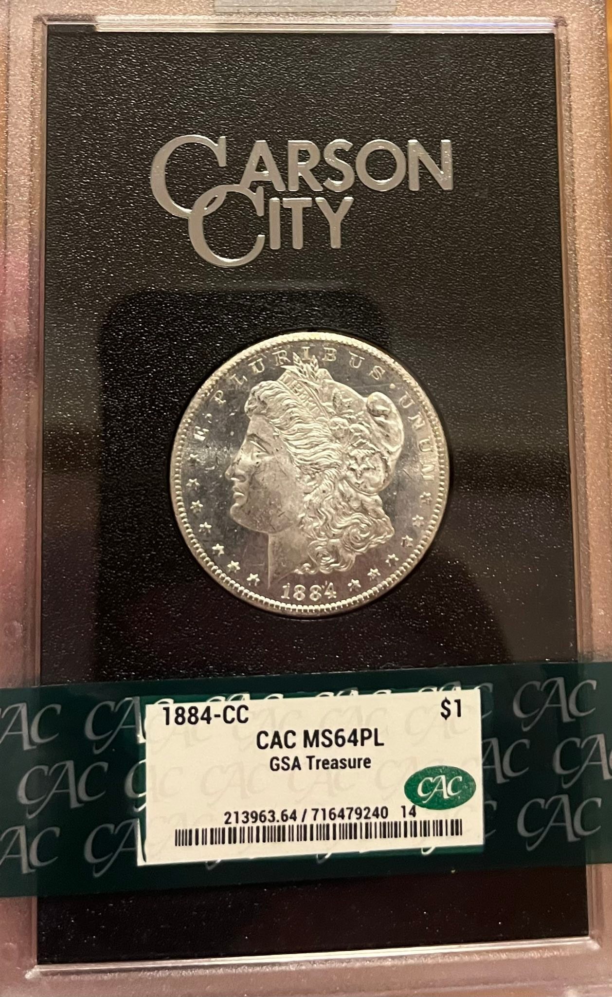 1884-CC GSA CAC MS64PL Morgan Silver Dollar for Sale
