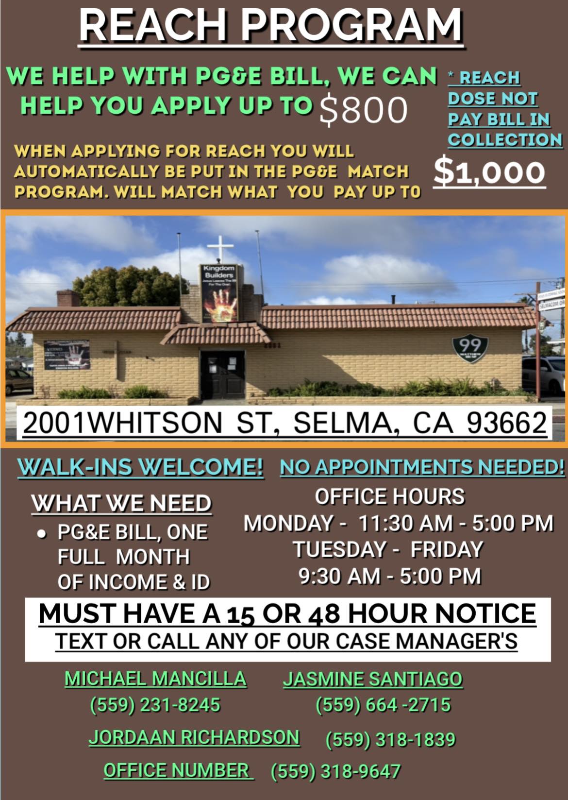 Assistance for paying PG&E bills in Selma, CA
