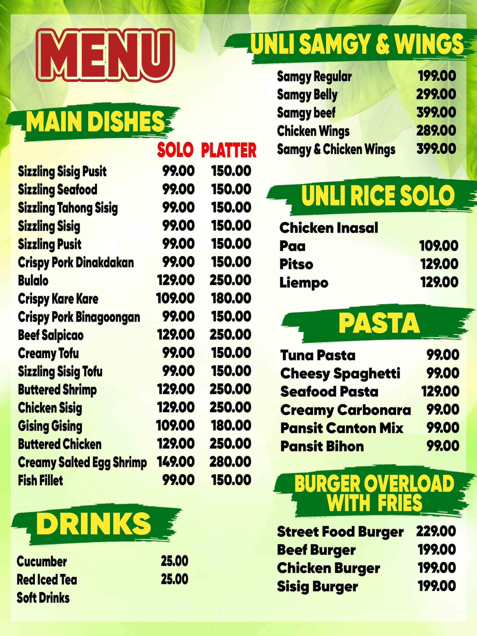 ‼️UPDATED MENU‼️ 🕙 10:00... - Unli Samgy and Wings for P199