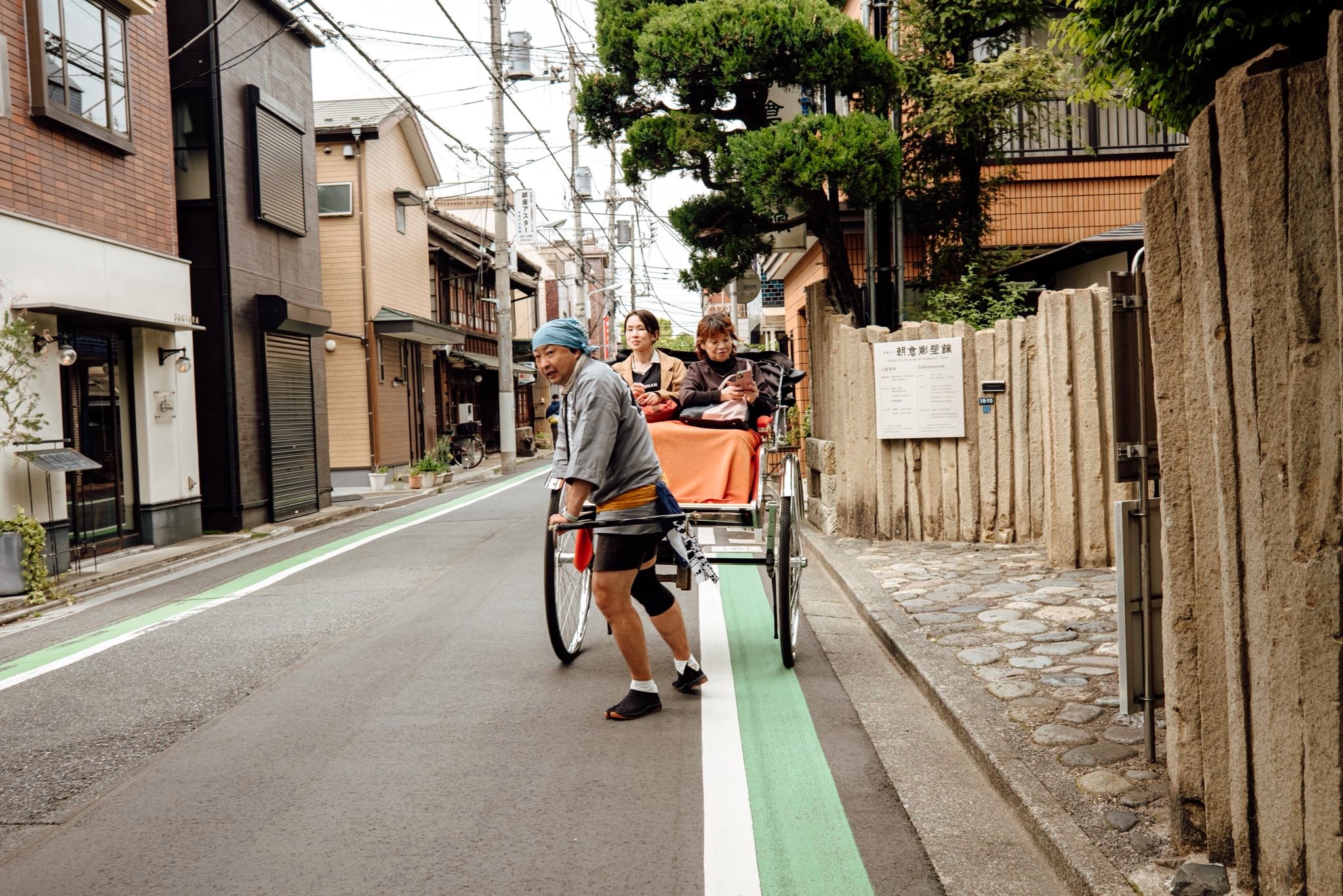 Japan street scene with rickshaw captured on Fujifilm X100V